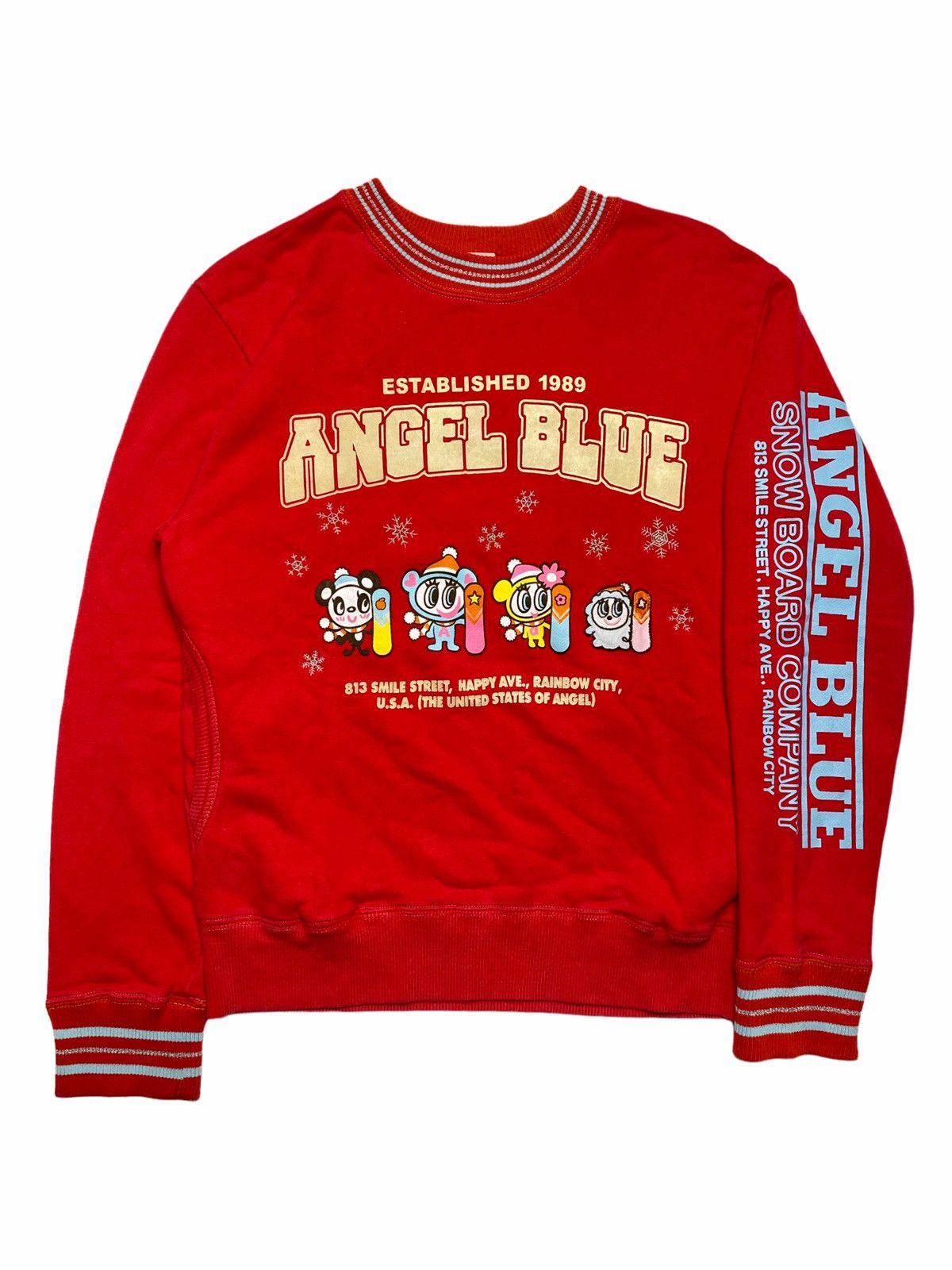 image of 1990S Angel Blue - Snow Board Company Crewneck in Red, Men's (Size Small)