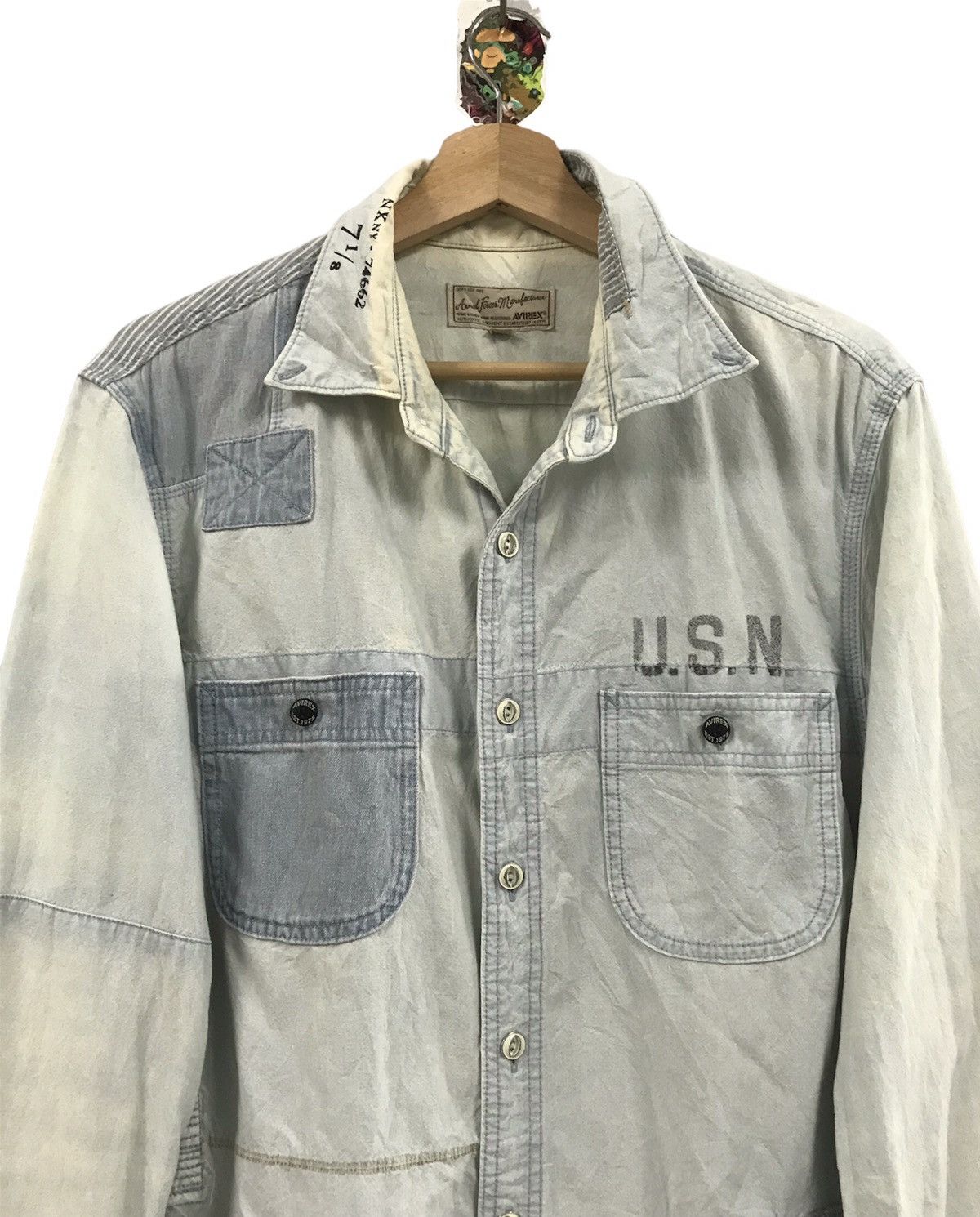 Avirex × Naval Clothing Factory Avirex Blue Jean Flannel Shirt Button Up Size US M / EU 48-50 / 2 - 2 Thumbnail