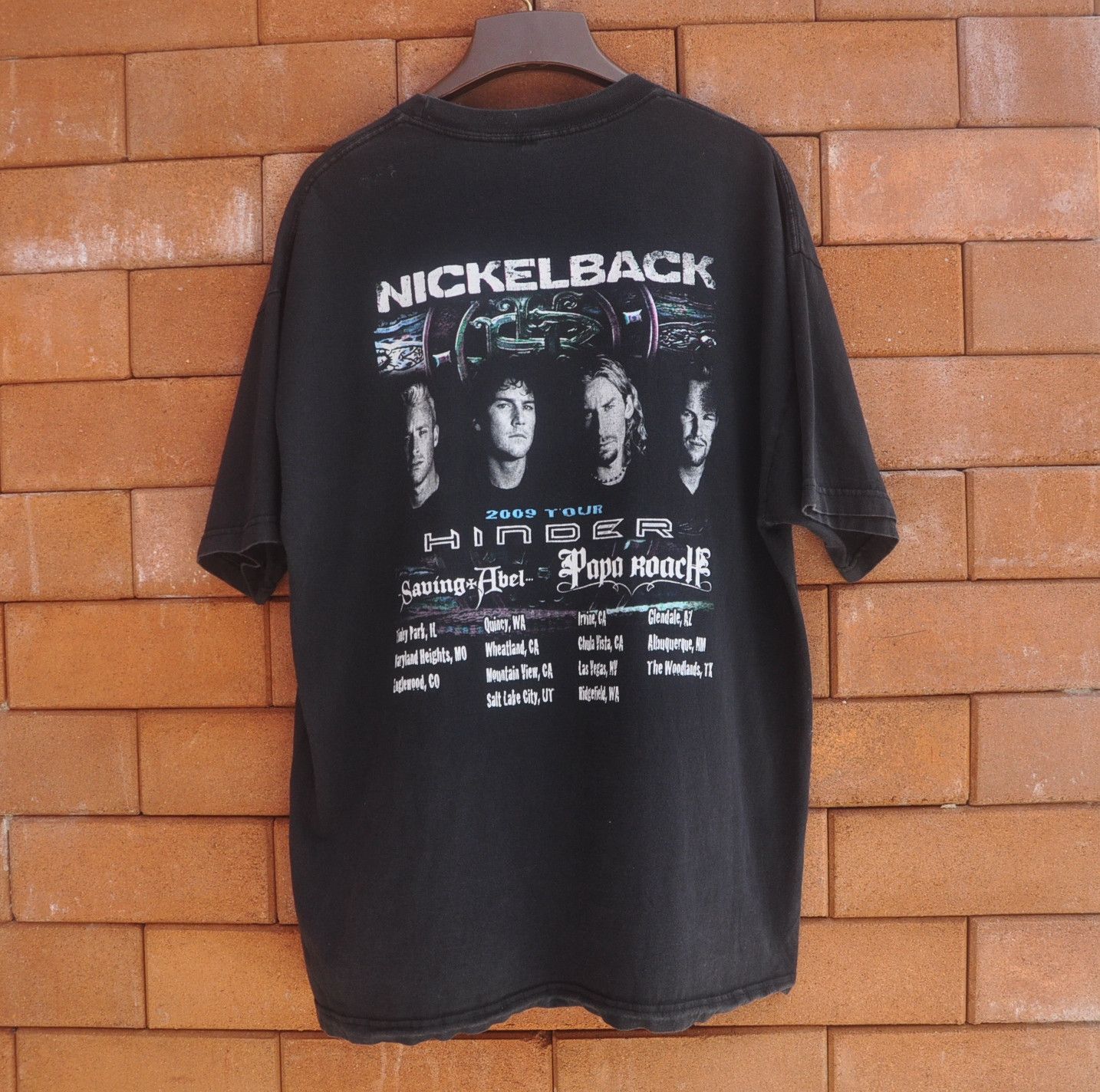 Band Tees × Designer × Vintage Nickelback Hinder Papa Roach Saving Abel 2009 Tour Shirt Size US XL / EU 56 / 4 - 3 Thumbnail