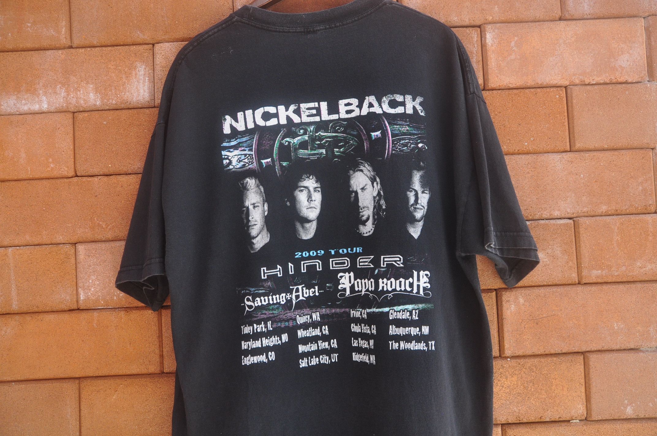 Band Tees × Designer × Vintage Nickelback Hinder Papa Roach Saving Abel 2009 Tour Shirt Size US XL / EU 56 / 4 - 4 Thumbnail