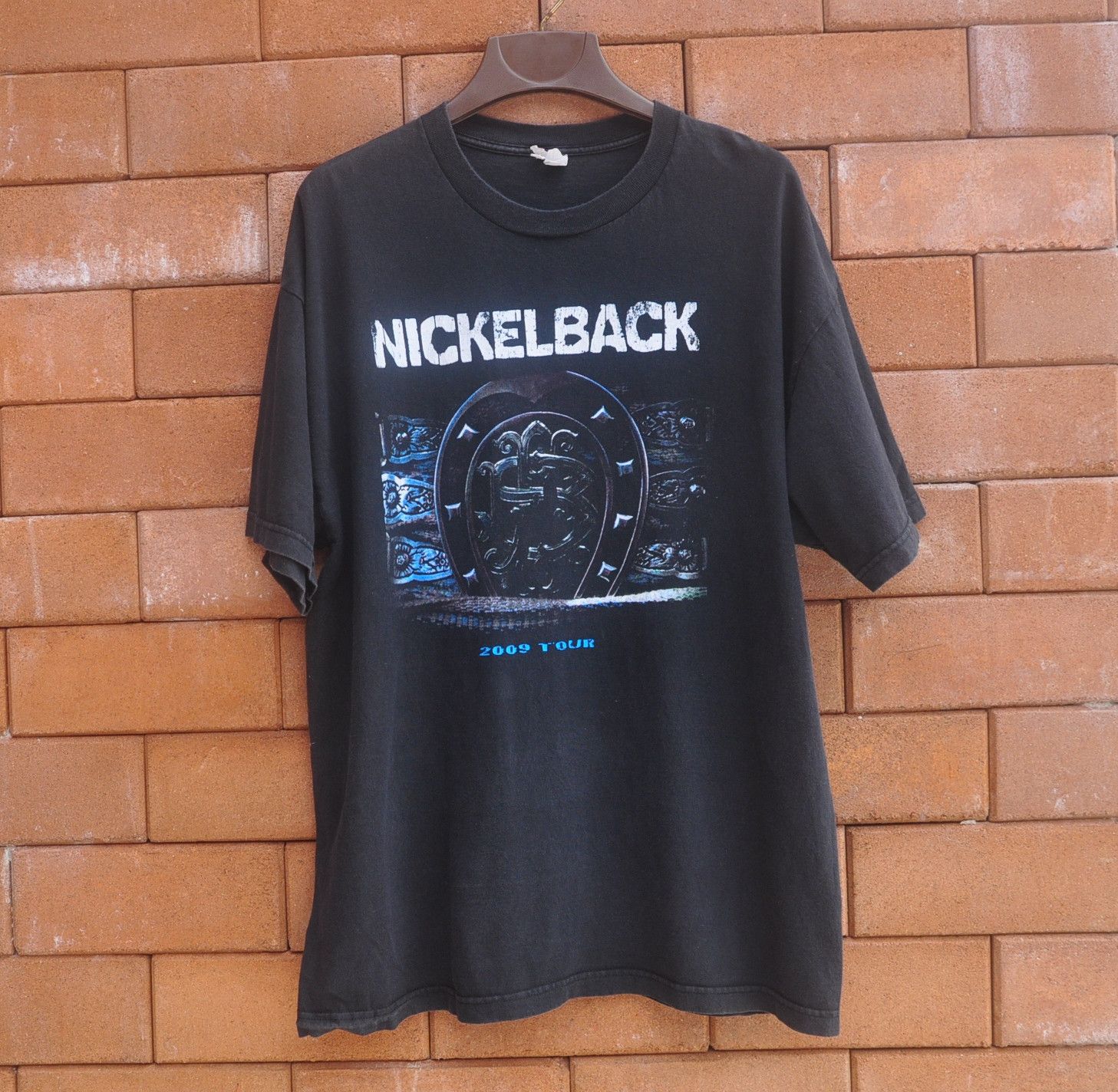 image of Band Tees Nickelback Hinder Papa Roach Saving Abel 2009 Tour Shirt in Black, Men's (Size XL)