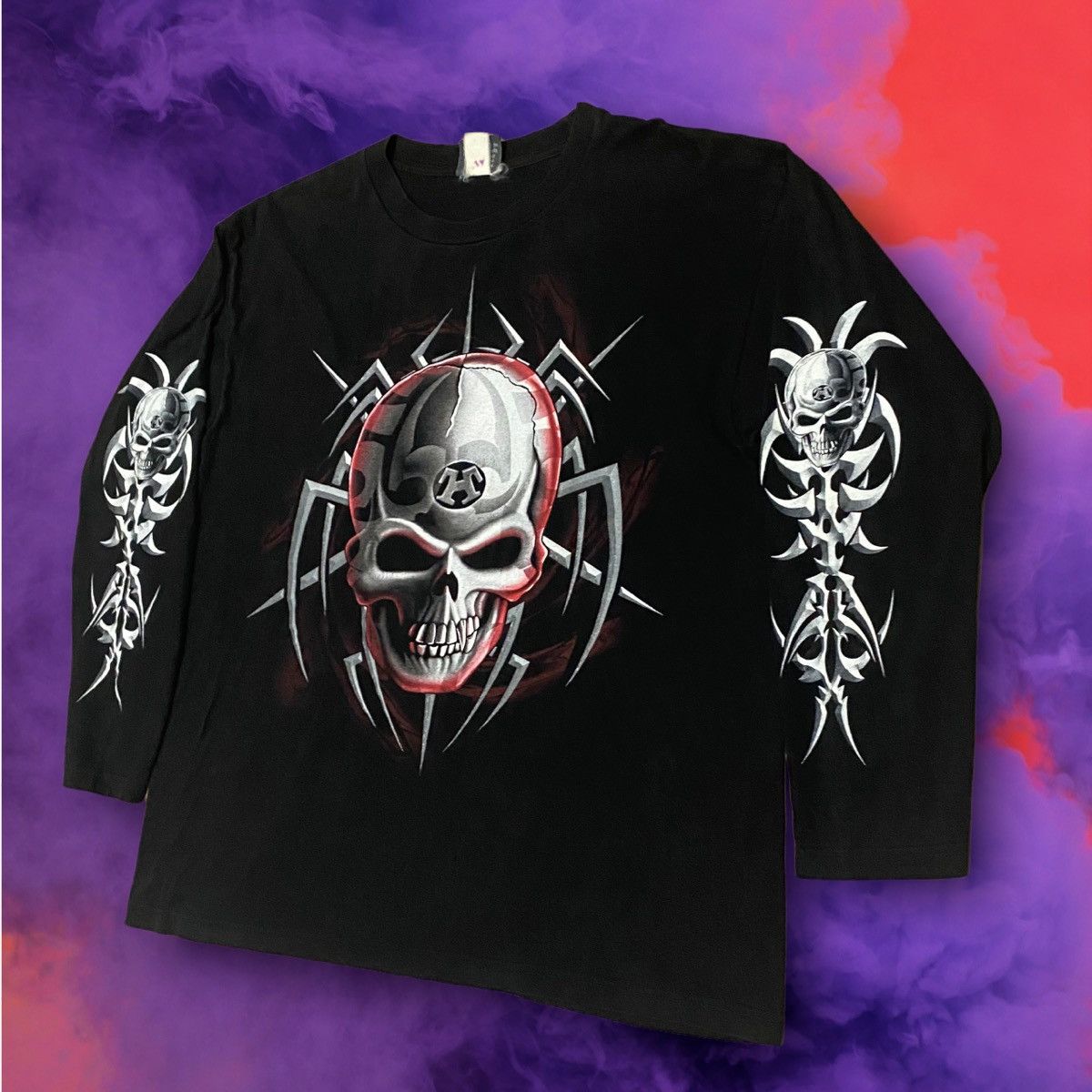 Band Tees Vintage Seben Zero One Skull Over Printed Long Sleeve Tees Size US XL / EU 56 / 4 - 3 Thumbnail