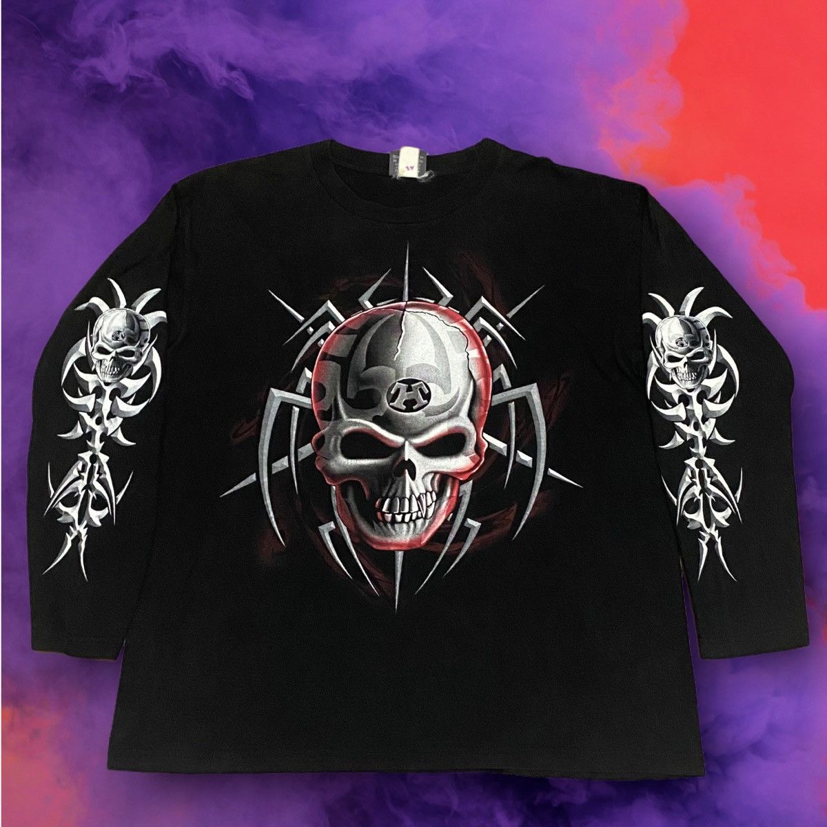 Band Tees Vintage Seben Zero One Skull Over Printed Long Sleeve Tees Size US XL / EU 56 / 4 - 1 Thumbnail