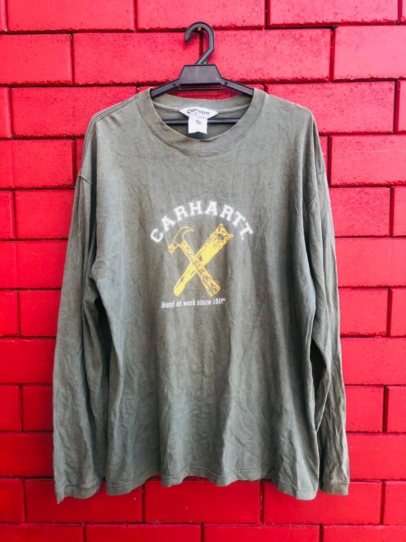 Carhartt × Japanese Brand × Vintage Vintage Carhatt Long Sleeve Streetwear Fashion Style Size US XL / EU 56 / 4 - 1 Thumbnail