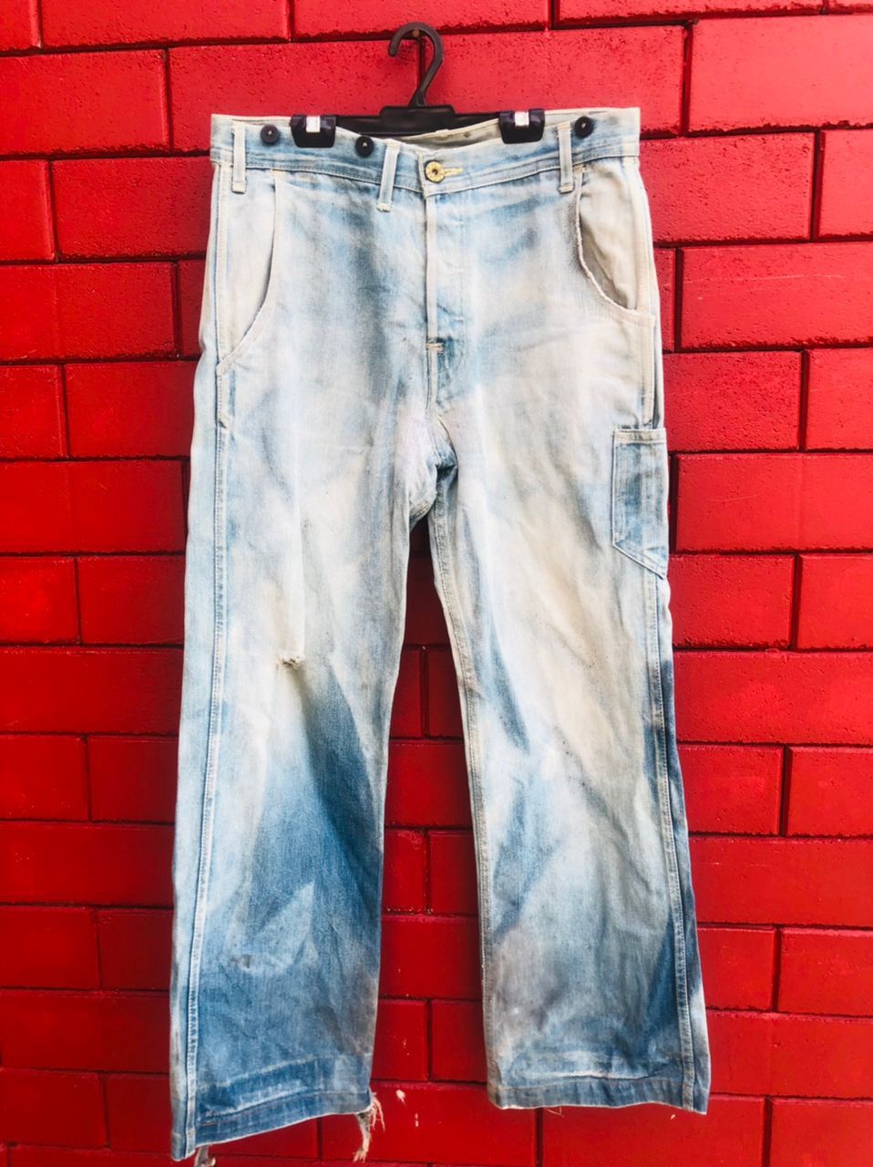 image of Vintage Levis Holden Distressed Designer Fashion Style Jean in Sky Blue, Men's (Size 32)