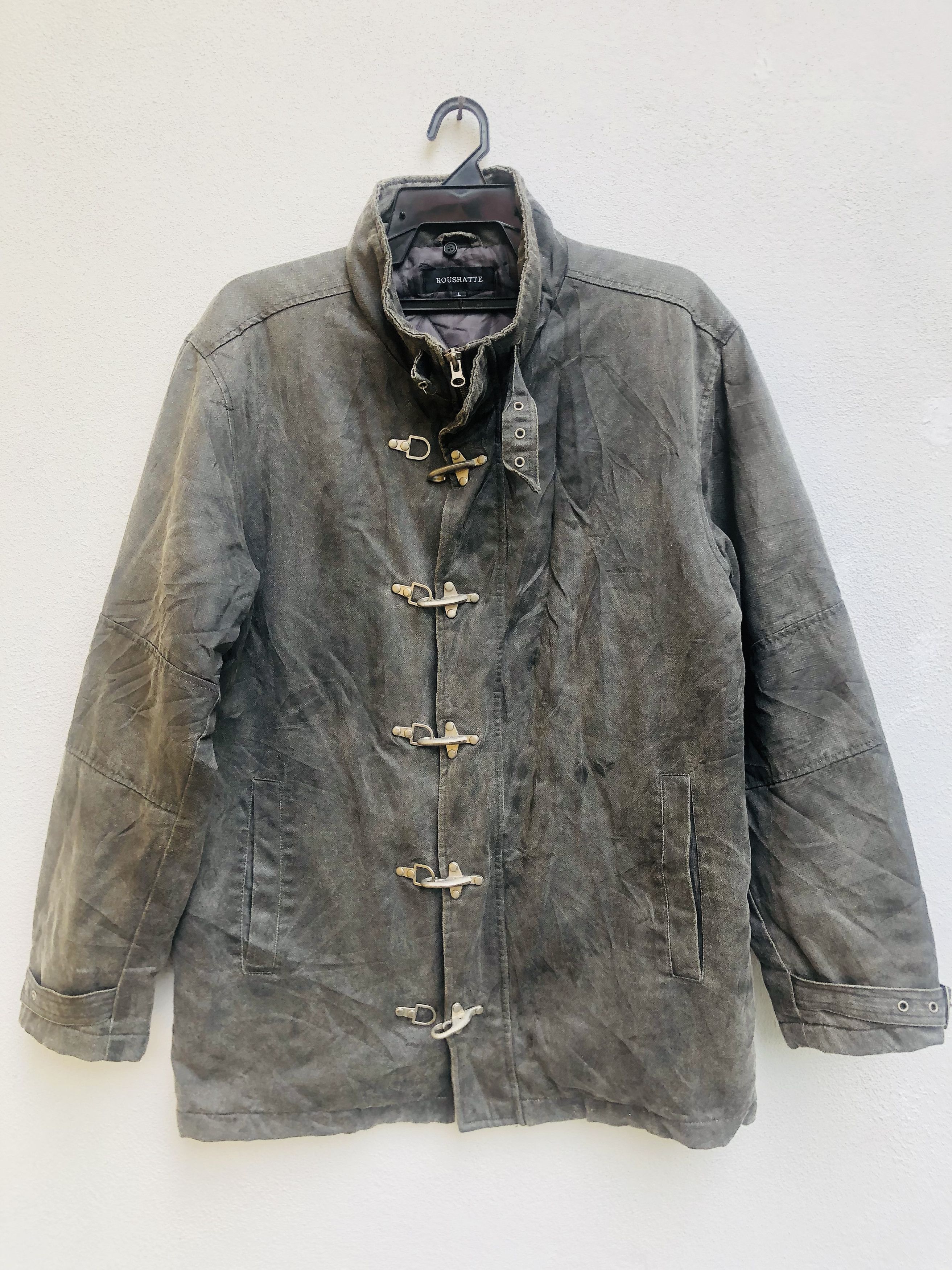 image of Vintage Roushatte Hook Steel Metal Zipper Designer Style in Grey, Men's (Size Large)