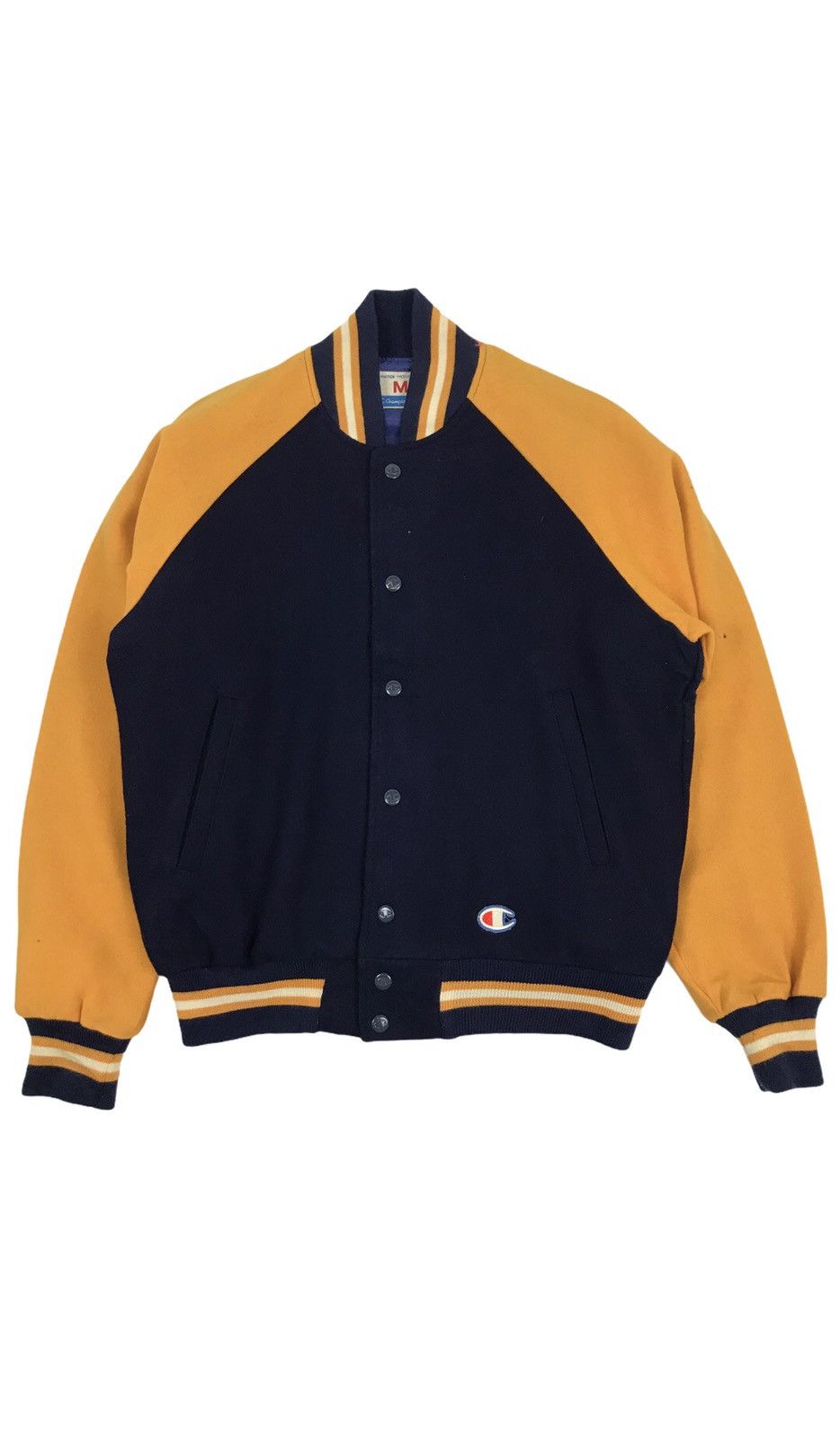 image of Vintage Champion Products Usa Wool Varsity Jacket in Navy, Men's (Size Medium)