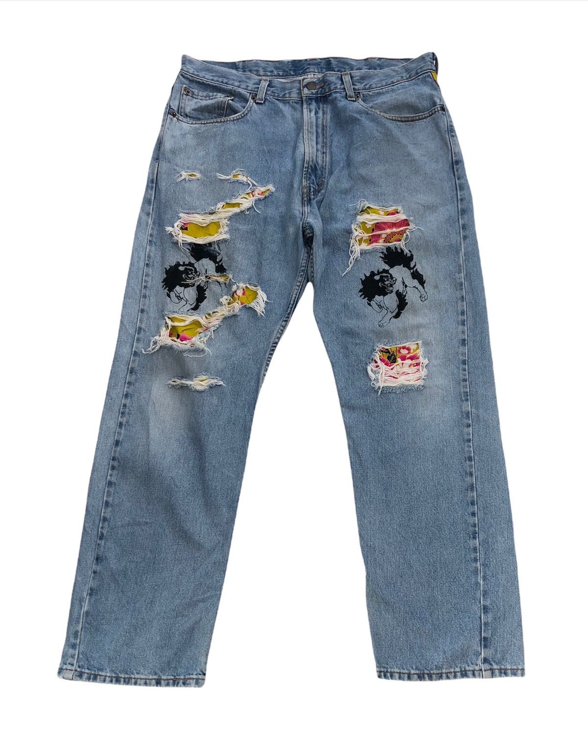 Japanese Brand 🔥Japanese Patchwork Distressed Jeans🔥 Size US 36 / EU 52 - 1 Thumbnail