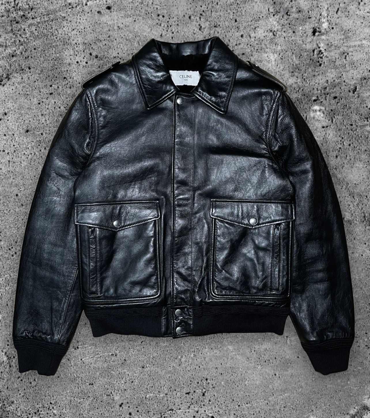Celine leather jacket hedi outlet