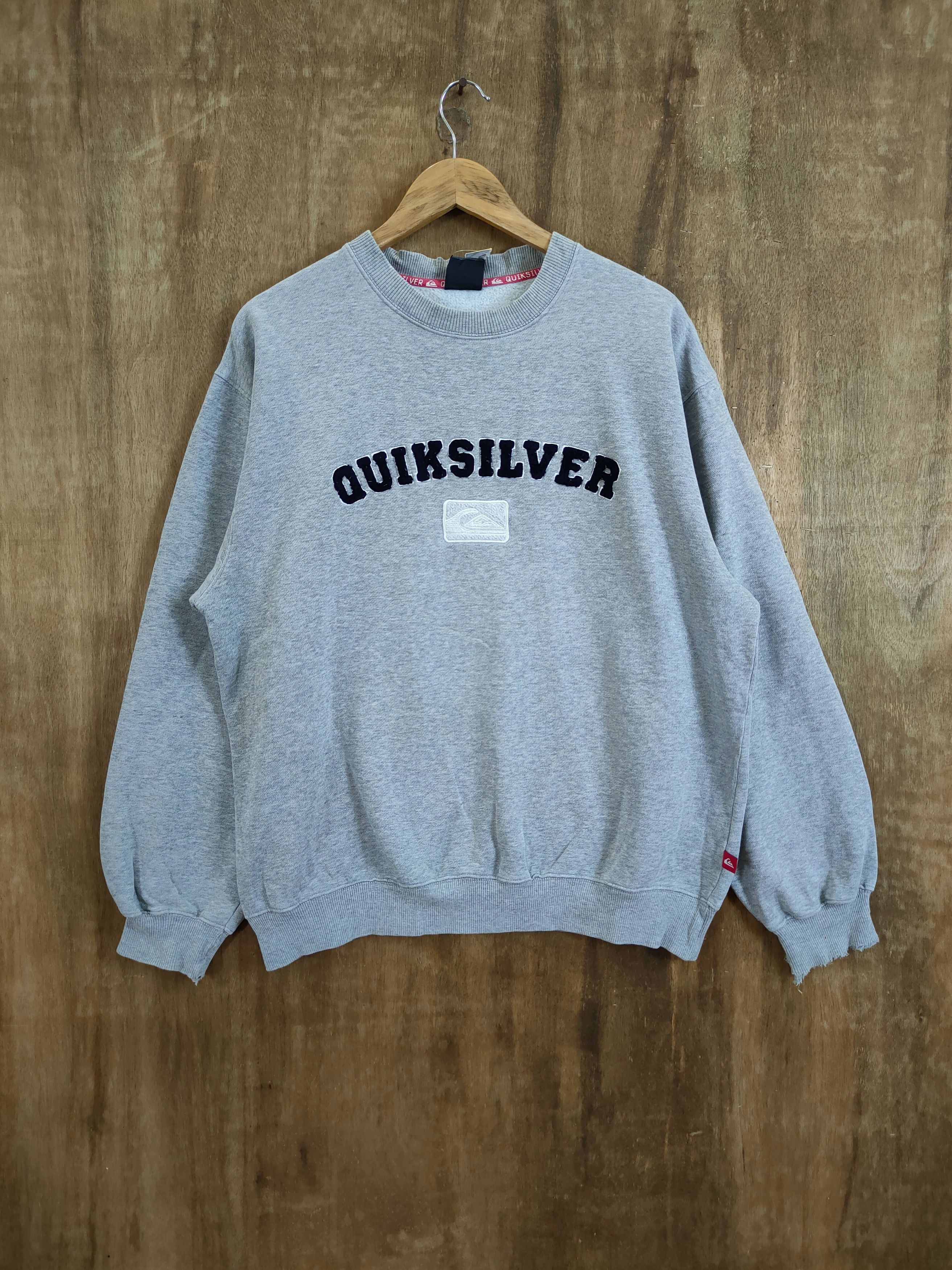 image of Quiksilver Distressed Vintage Sweatshirt 1125 in Grey, Men's (Size Large)