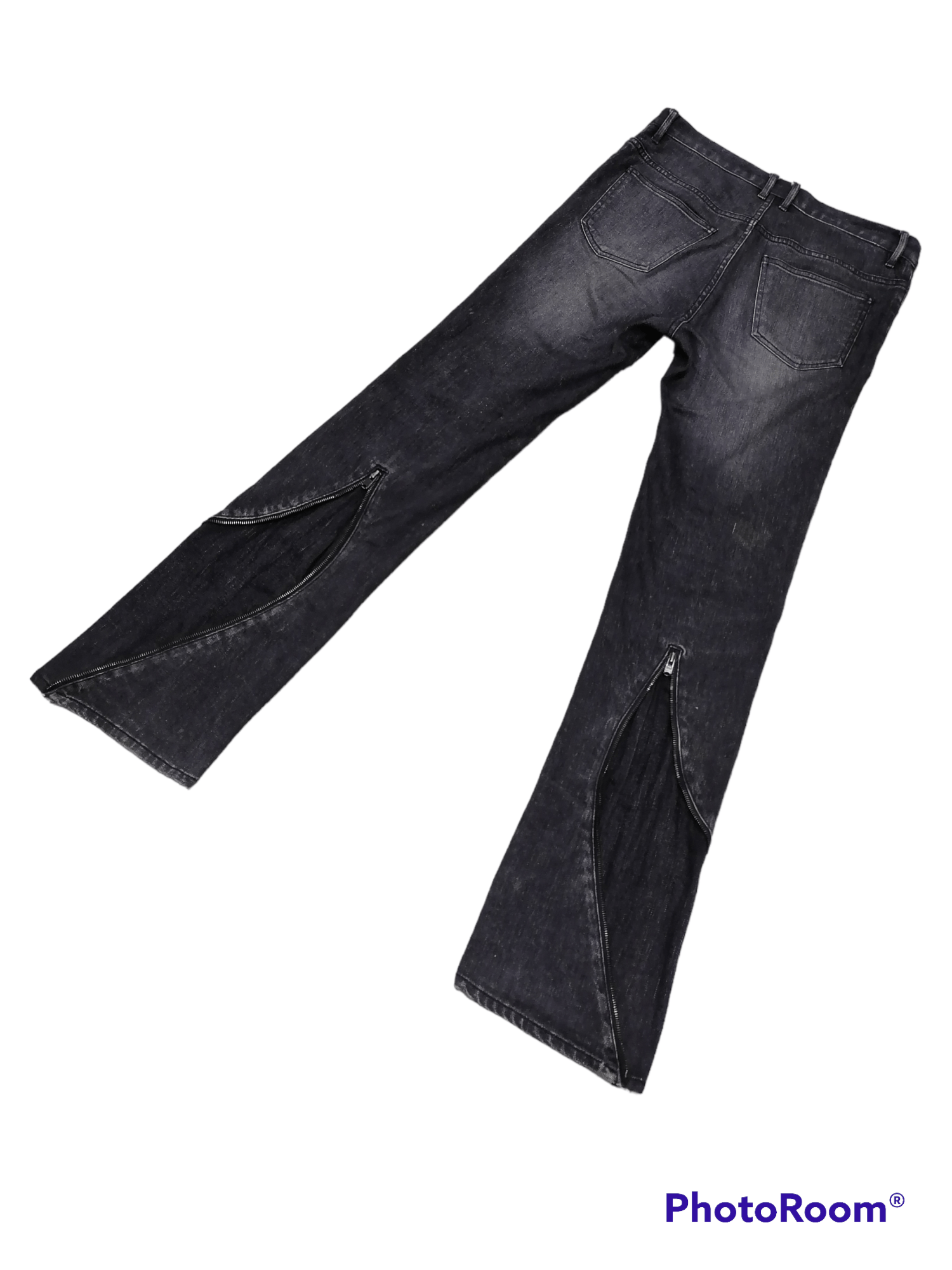 image of Ato Matsumoto x Avant Garde Archivemasayori Matsumoto Flared Zipper Twist Denim Pants in Black (Siz