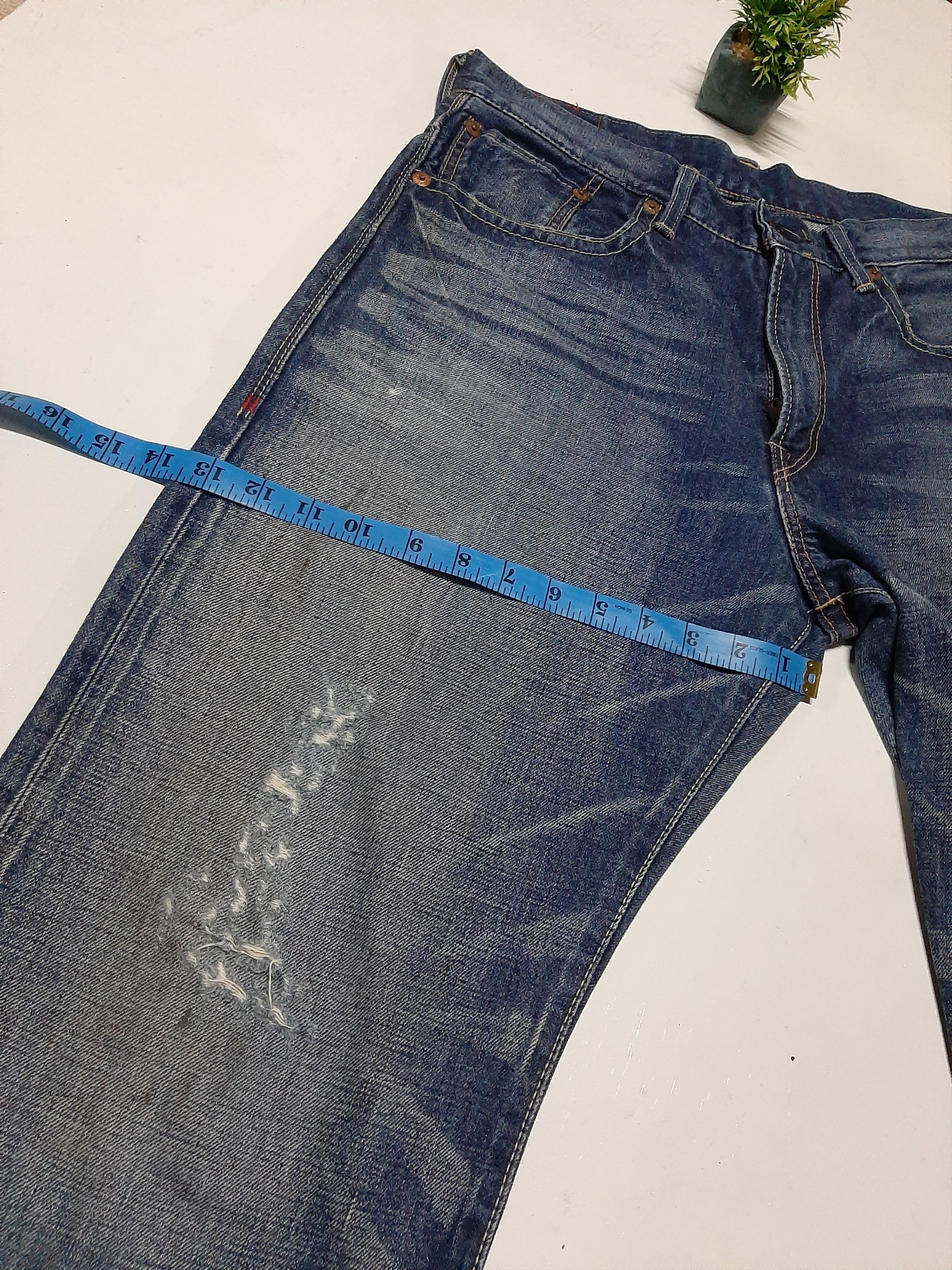 Edwin × Salvage × Vintage VINTAGE SELVEDGE EDWIN 13oz GRAND BLUE WASH DISTRESED DENIM Size US 34 / EU 50 - 7 Thumbnail