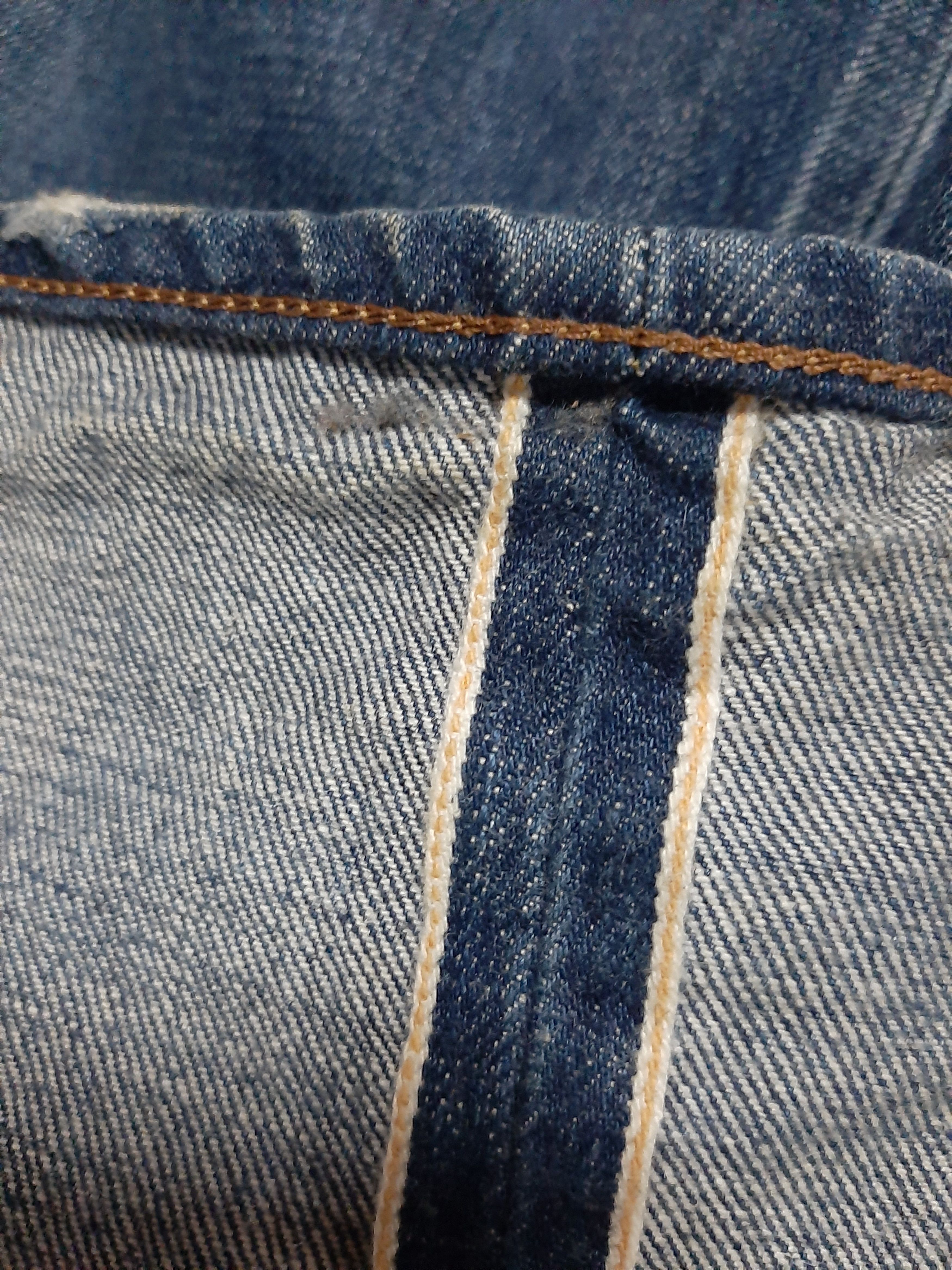 Edwin × Salvage × Vintage VINTAGE SELVEDGE EDWIN 13oz GRAND BLUE WASH DISTRESED DENIM Size US 34 / EU 50 - 10 Thumbnail
