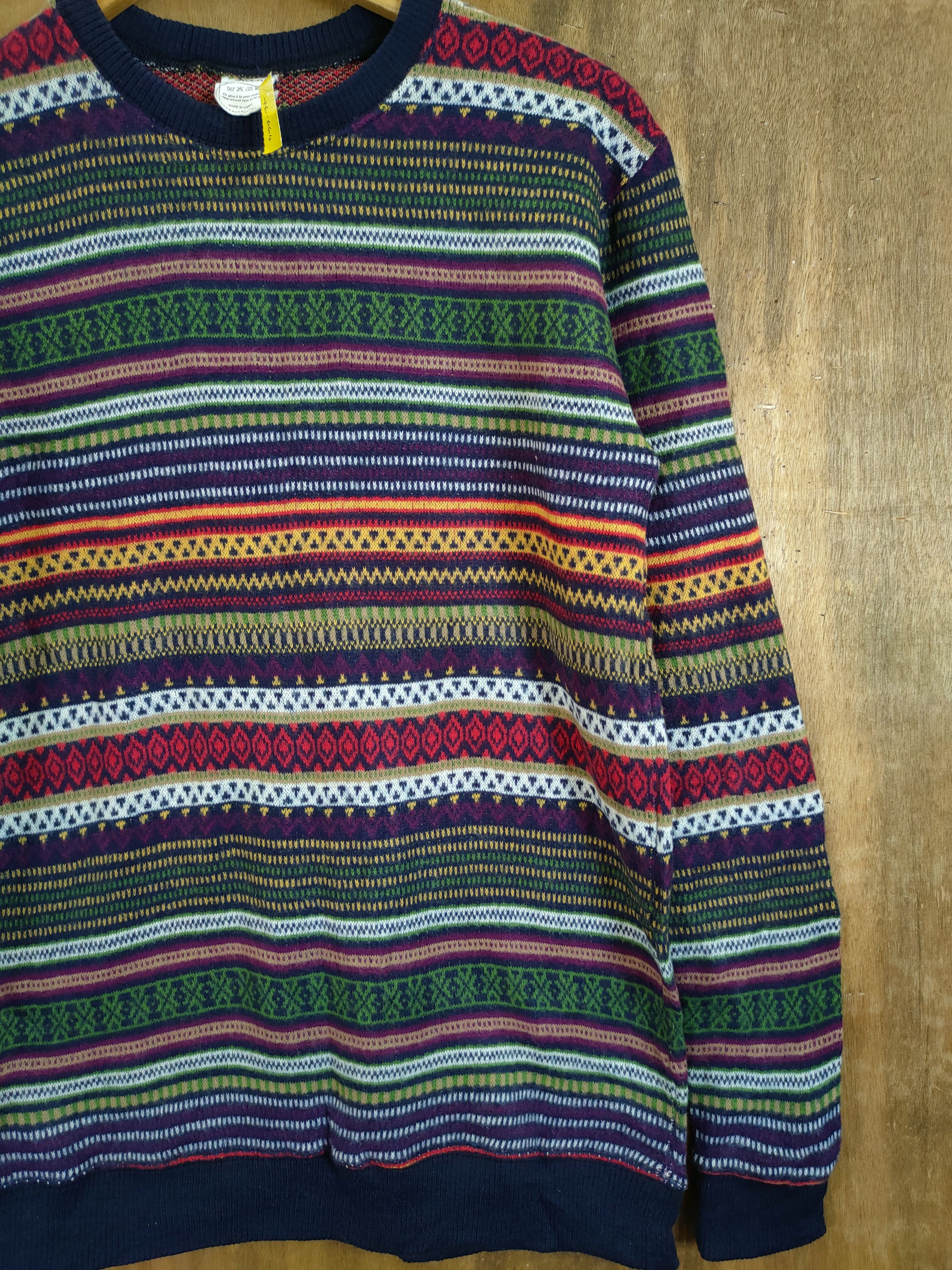 Japanese Brand × OVER THE STRiPES Percent stripe rainbow knitwear japan #46-664 Size US M / EU 48-50 / 2 - 3 Thumbnail