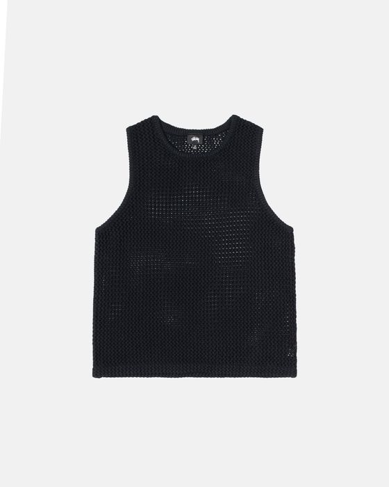 Stussy STUSSY O'DYED HEAVYWEIGHT MESH TANK (BLACK) | Grailed