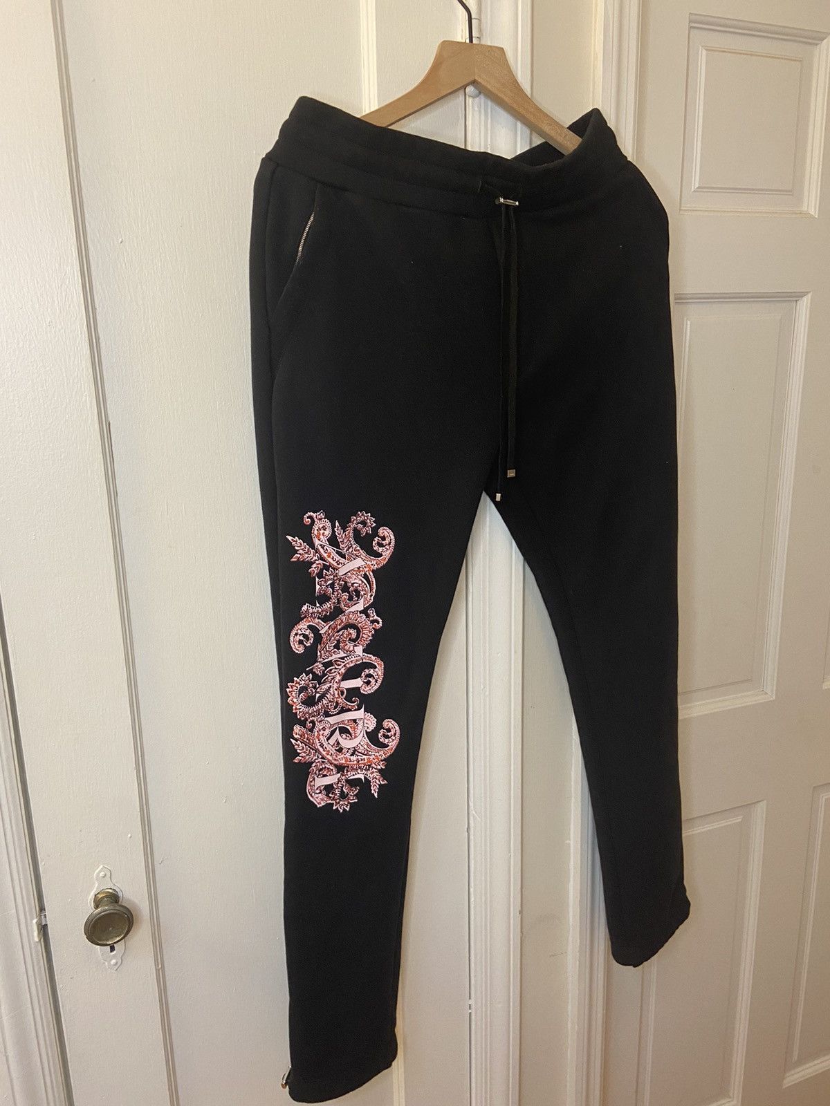 image of Amiri Red Logo Sweatpants Size S in Black, Men's