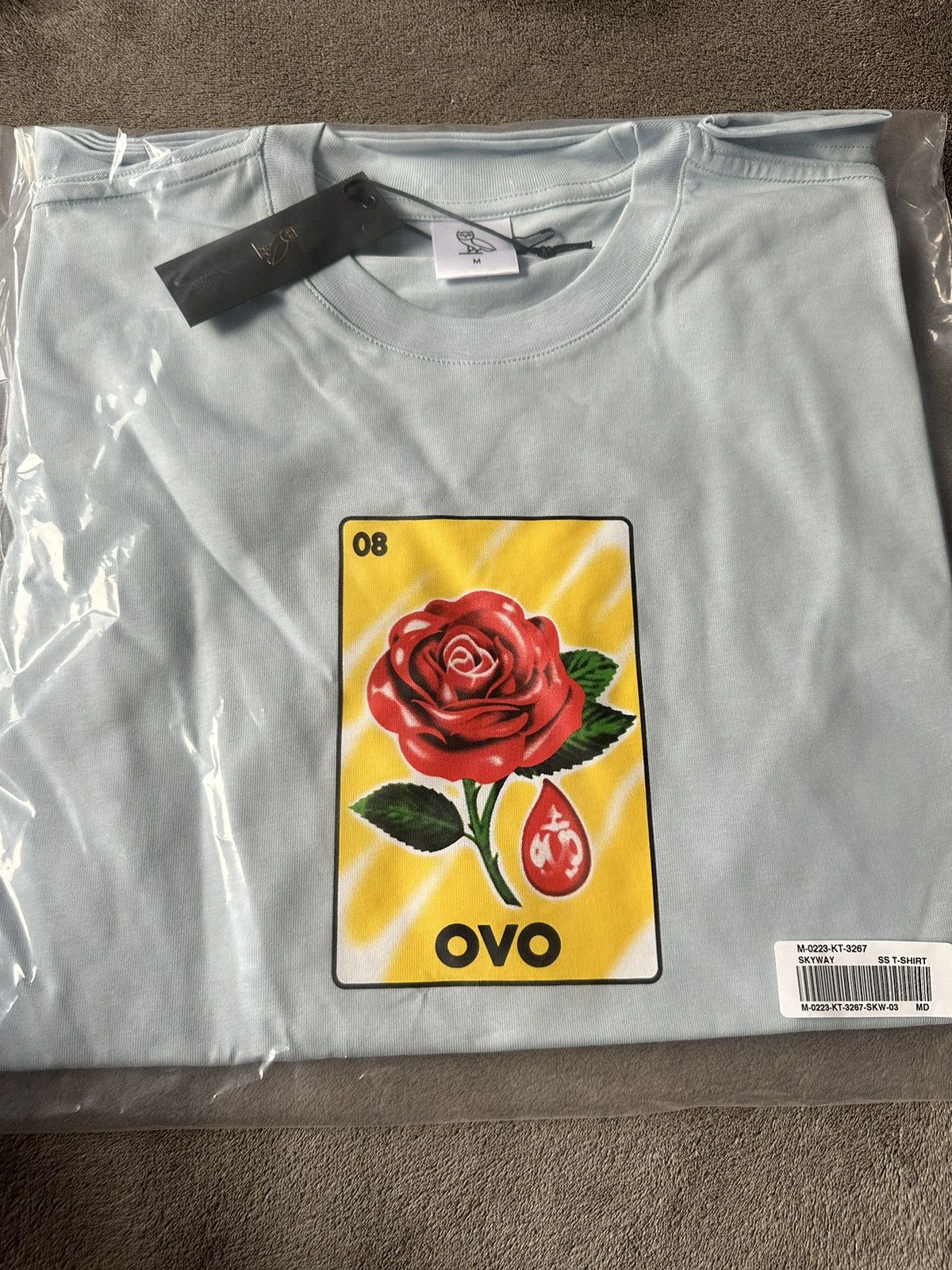 image of Drake x Octobers Very Own Ovo T-Shirt Clb Sandra's Rose Tee in Blue, Men's (Size Medium)