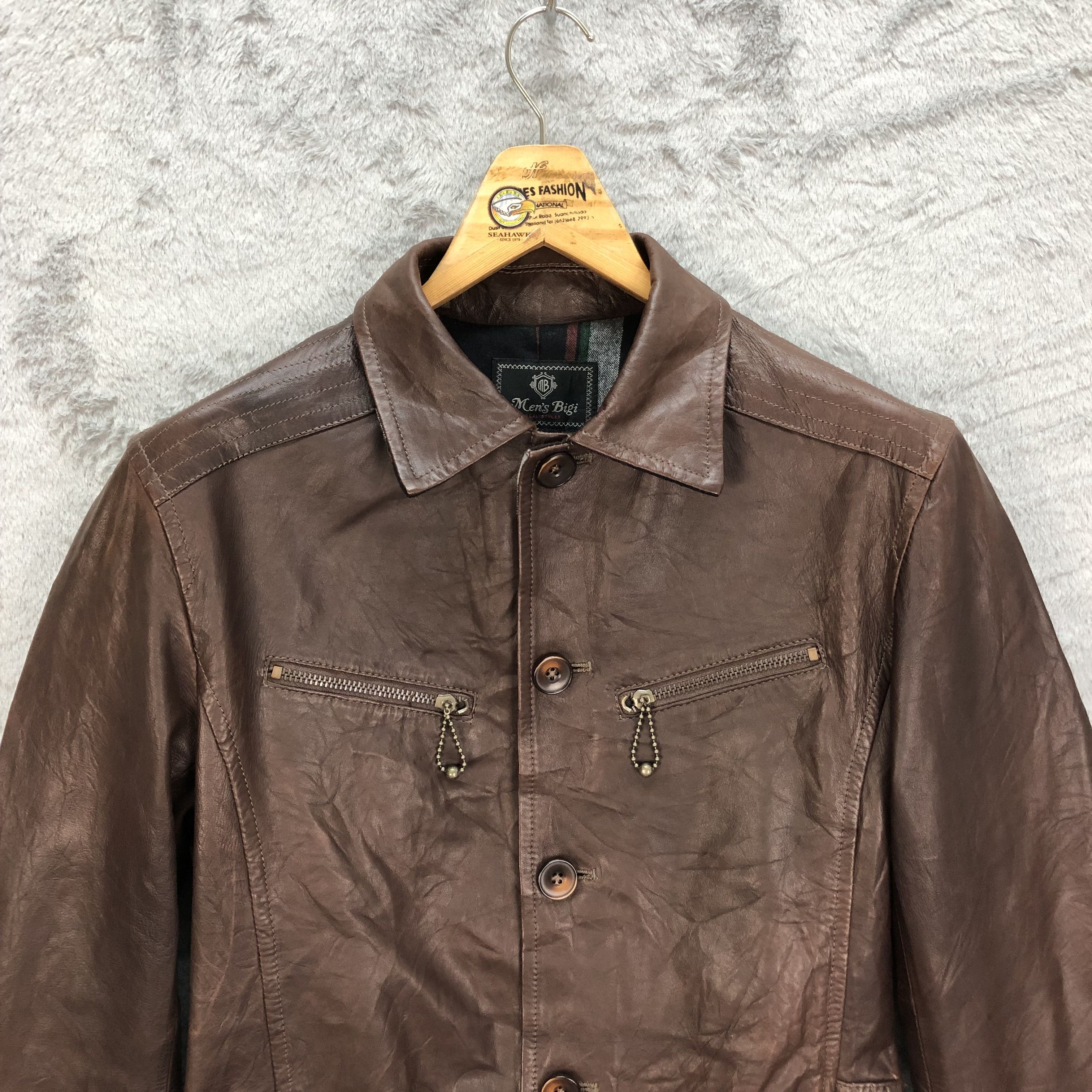 BIGI Men's Bigi Tartan Lined Sheep Leather Jacket #6109-47 Size US S / EU 44-46 / 1 - 2 Thumbnail
