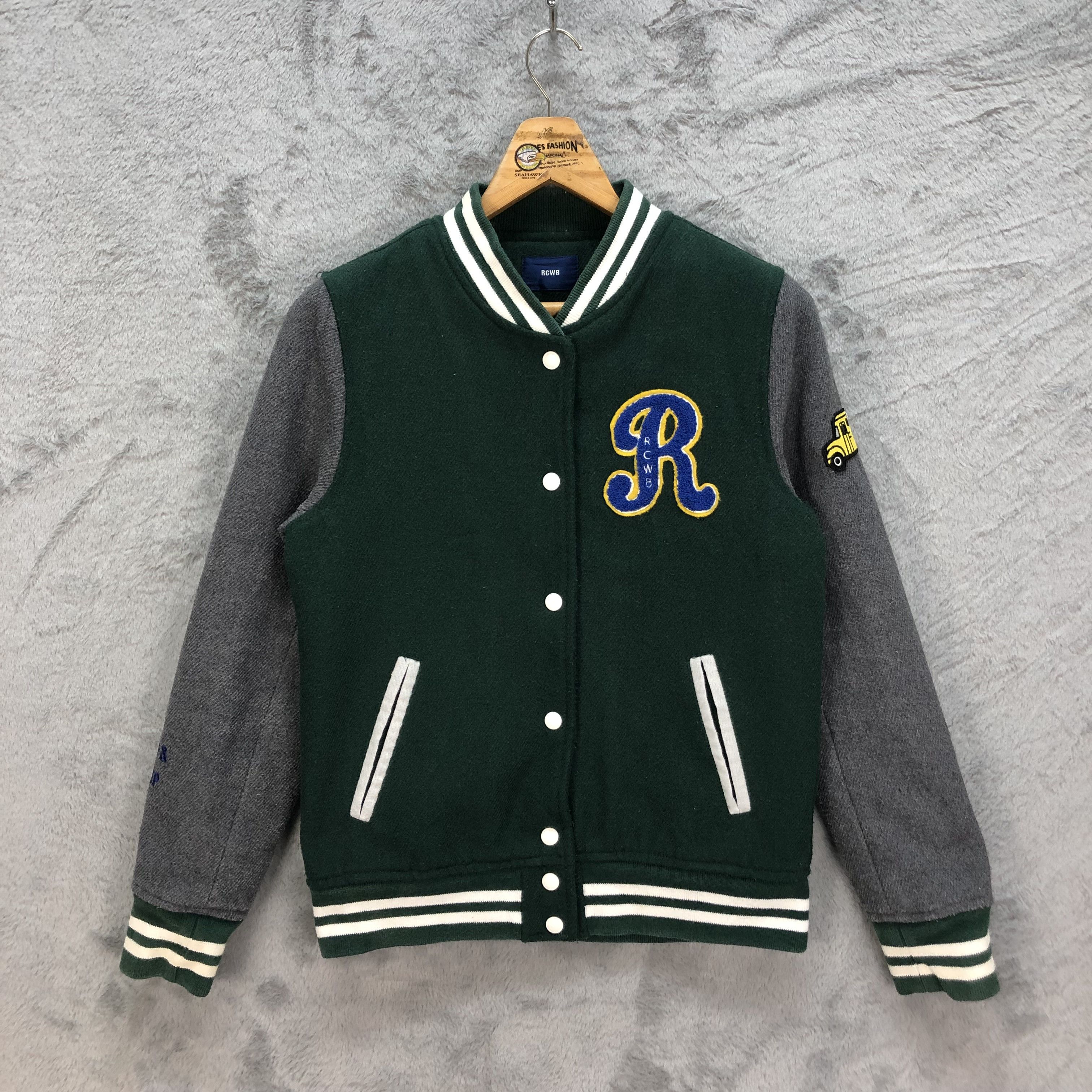 Japanese Brand RCWB Big Logo Green Varsity Jacket #6112-48 Size US M / EU 48-50 / 2 - 1 Thumbnail