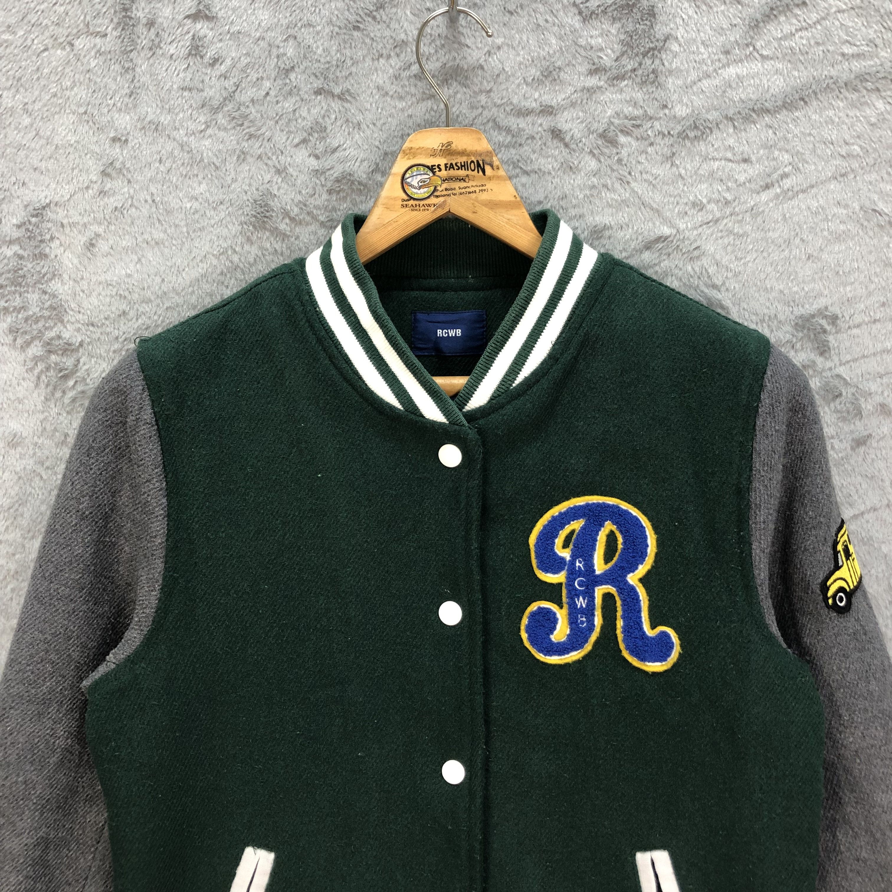 Japanese Brand RCWB Big Logo Green Varsity Jacket #6112-48 Size US M / EU 48-50 / 2 - 2 Thumbnail