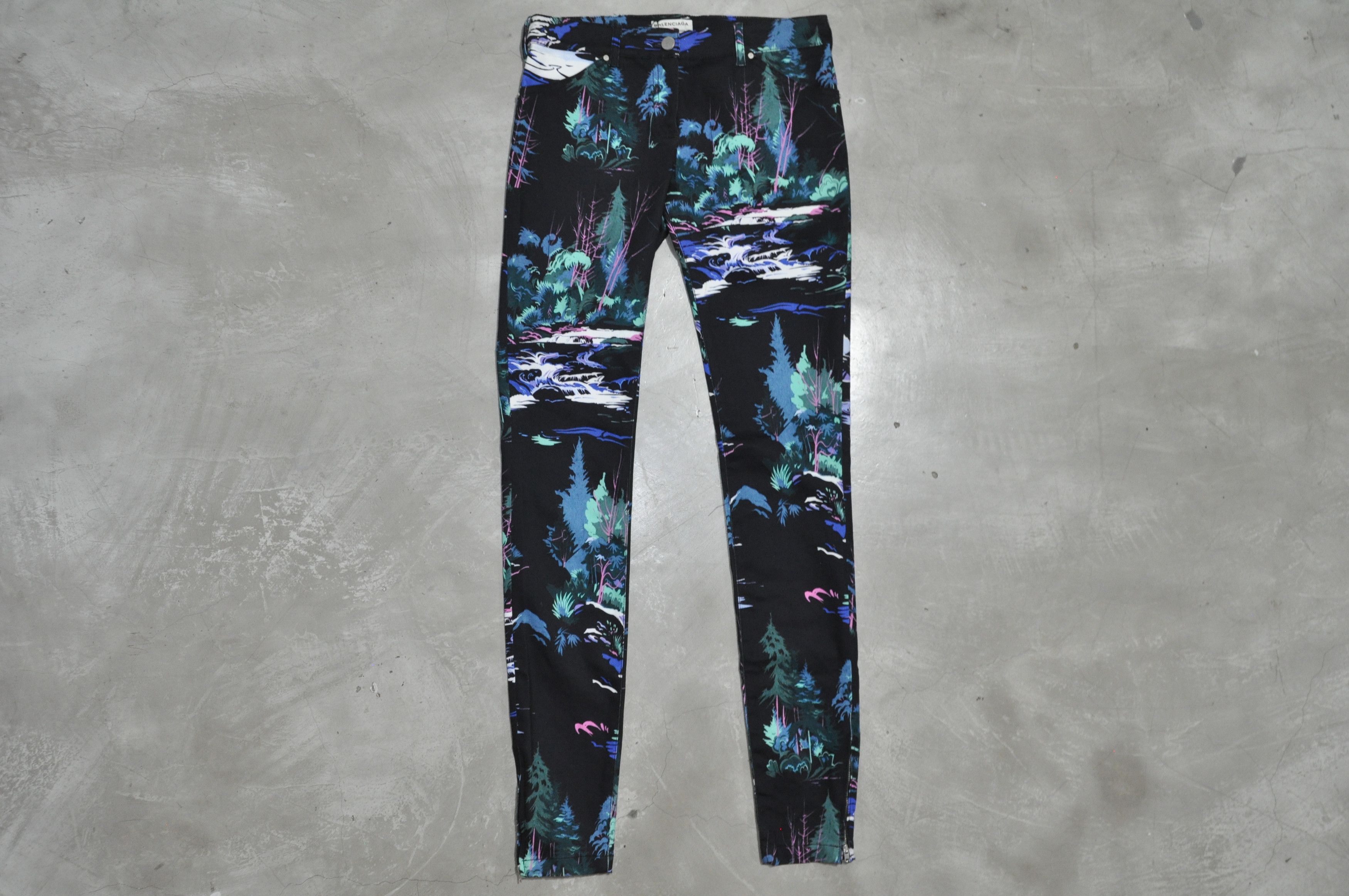 image of Alexander Wang - F/w 14 - Forest-Print Denim in Black, Women's (Size 26)