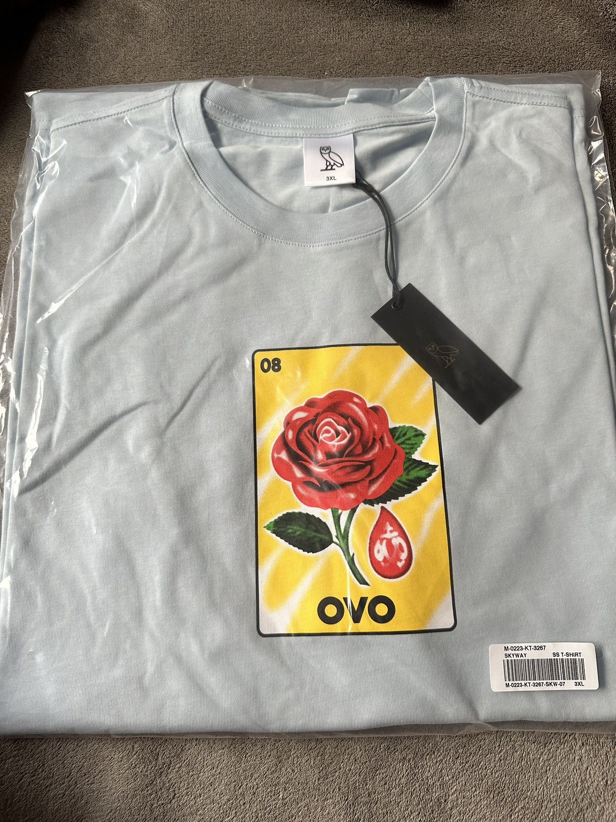 image of Drake x Octobers Very Own Size 3Xl Ovo T-Shirt Clb Sandras Rose in Blue, Men's