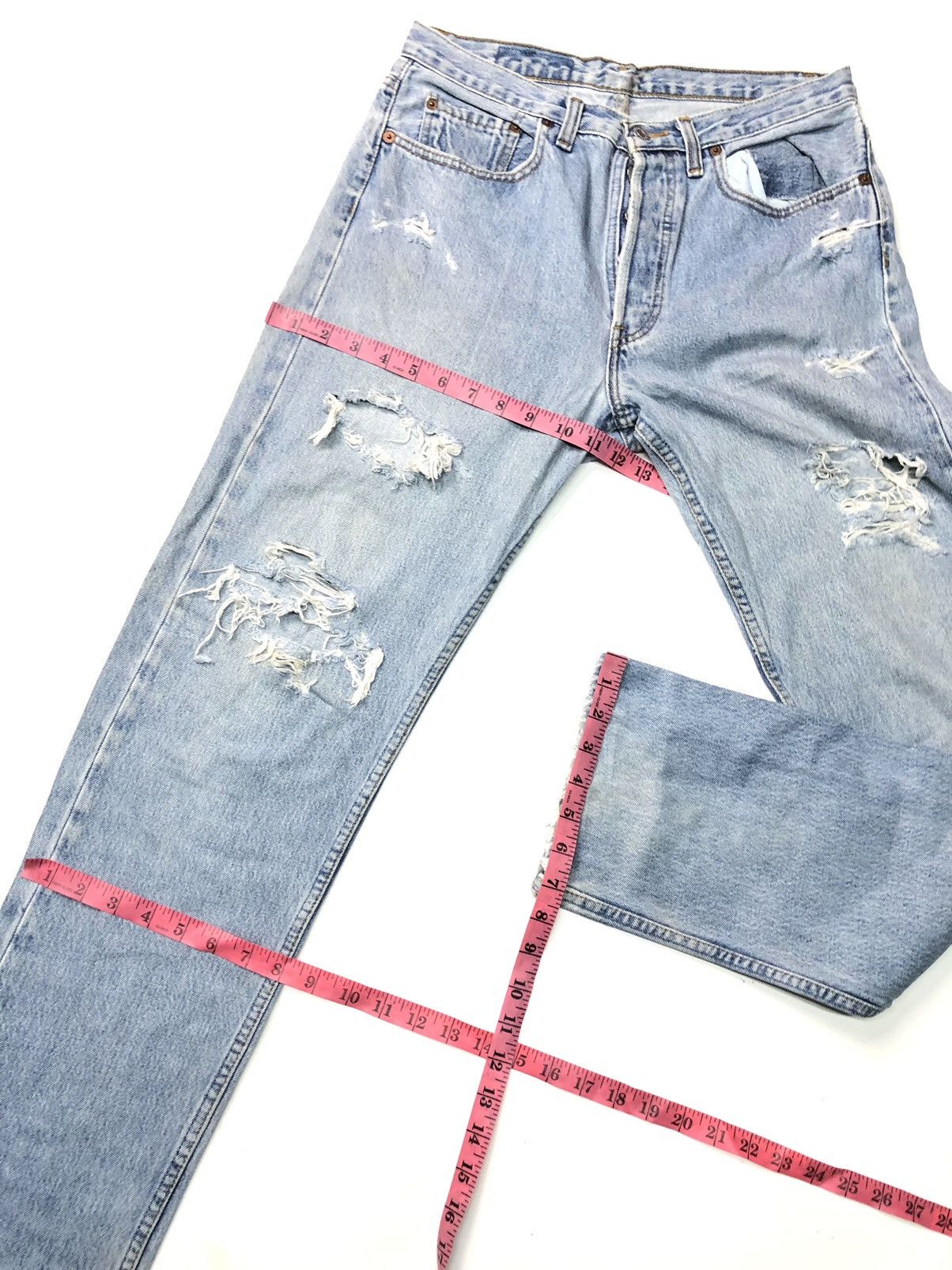 Levi's × Vintage VINTAGE 1993 LEVIS BLUE WASH DISSTRESSED GRUNGE DENIM Size US 30 / EU 46 - 18 Thumbnail