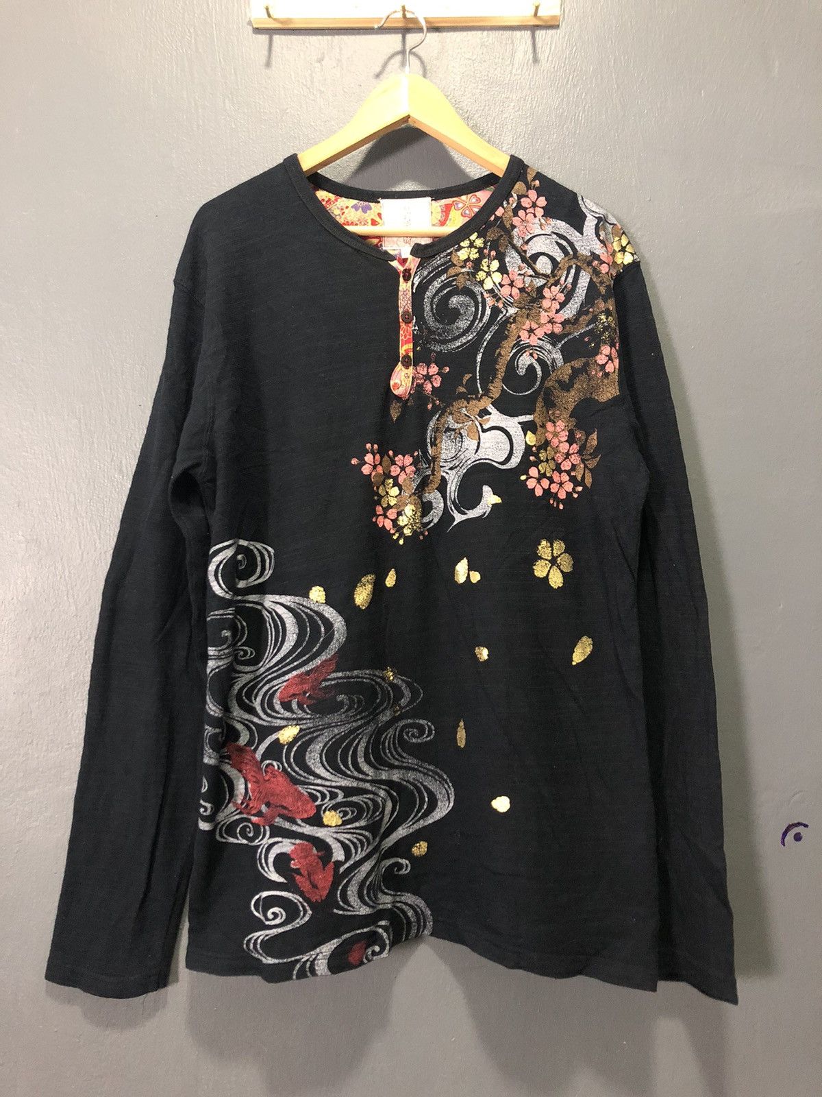 Japanese Brand GOLD FISH/SAKURA JAPANESE SUKAJAN LONG SLEEVE SHIRT YAKUZA Size US L / EU 52-54 / 3 - 1 Thumbnail