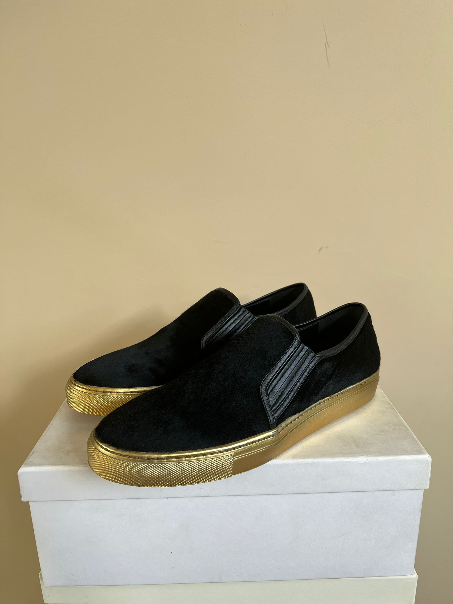 Balmain Pony Hair Slip On Sneakers in Black, Gold Size US 10 / EU 43 - 3 Thumbnail
