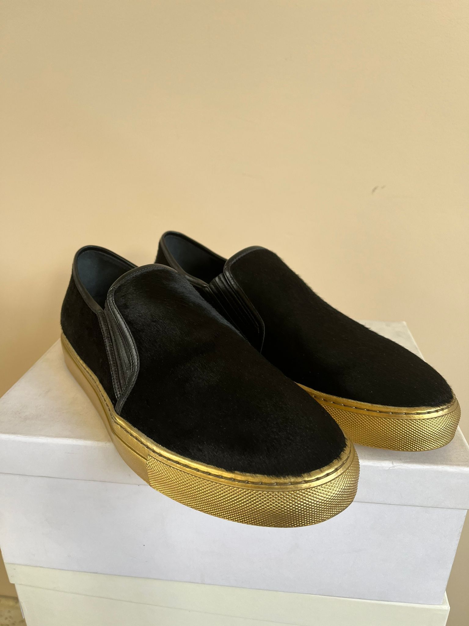 Balmain Pony Hair Slip On Sneakers in Black, Gold Size US 10 / EU 43 - 12 Thumbnail