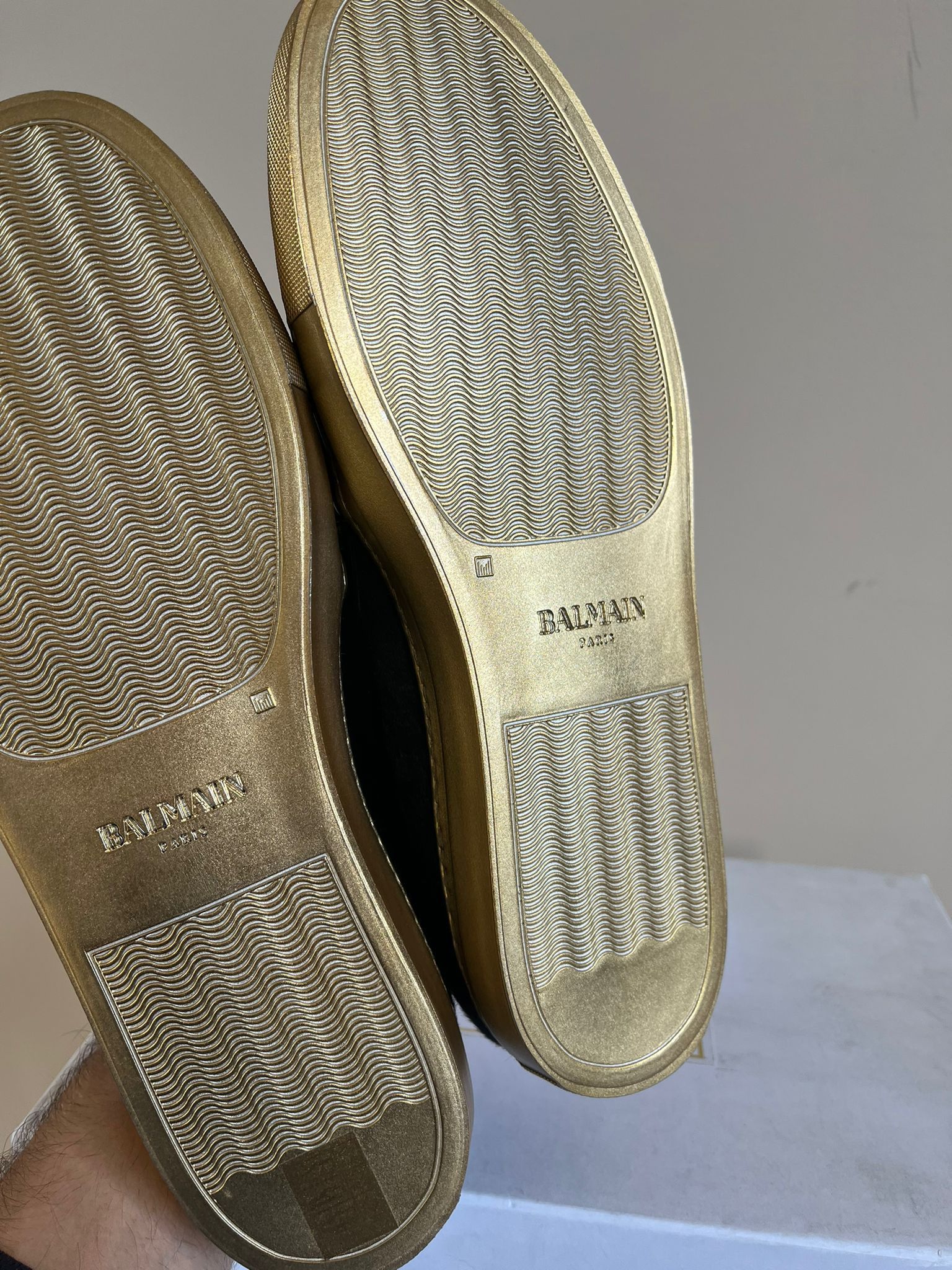 Balmain Pony Hair Slip On Sneakers in Black, Gold Size US 10 / EU 43 - 9 Thumbnail