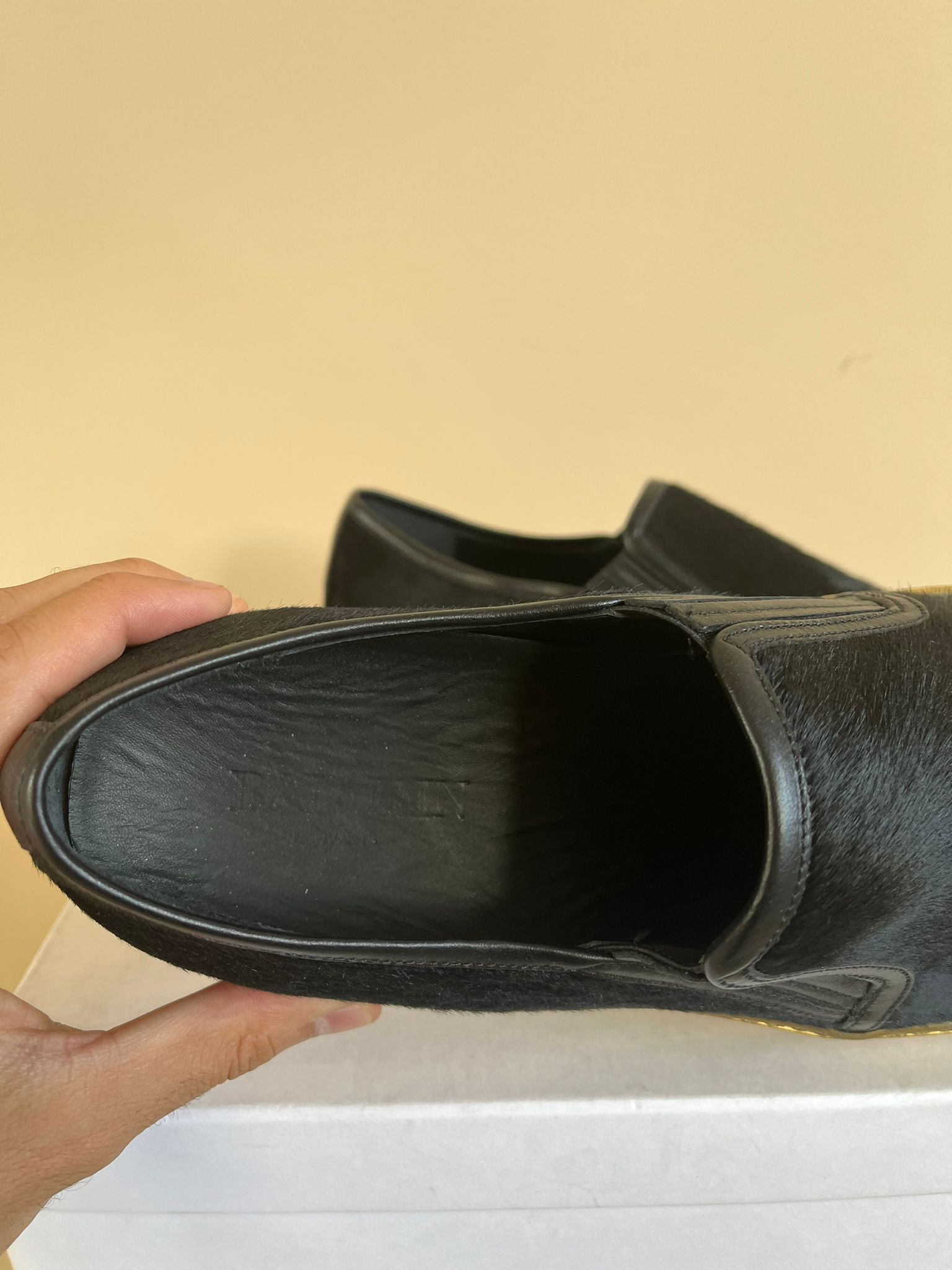 Balmain Pony Hair Slip On Sneakers in Black, Gold Size US 10 / EU 43 - 10 Thumbnail