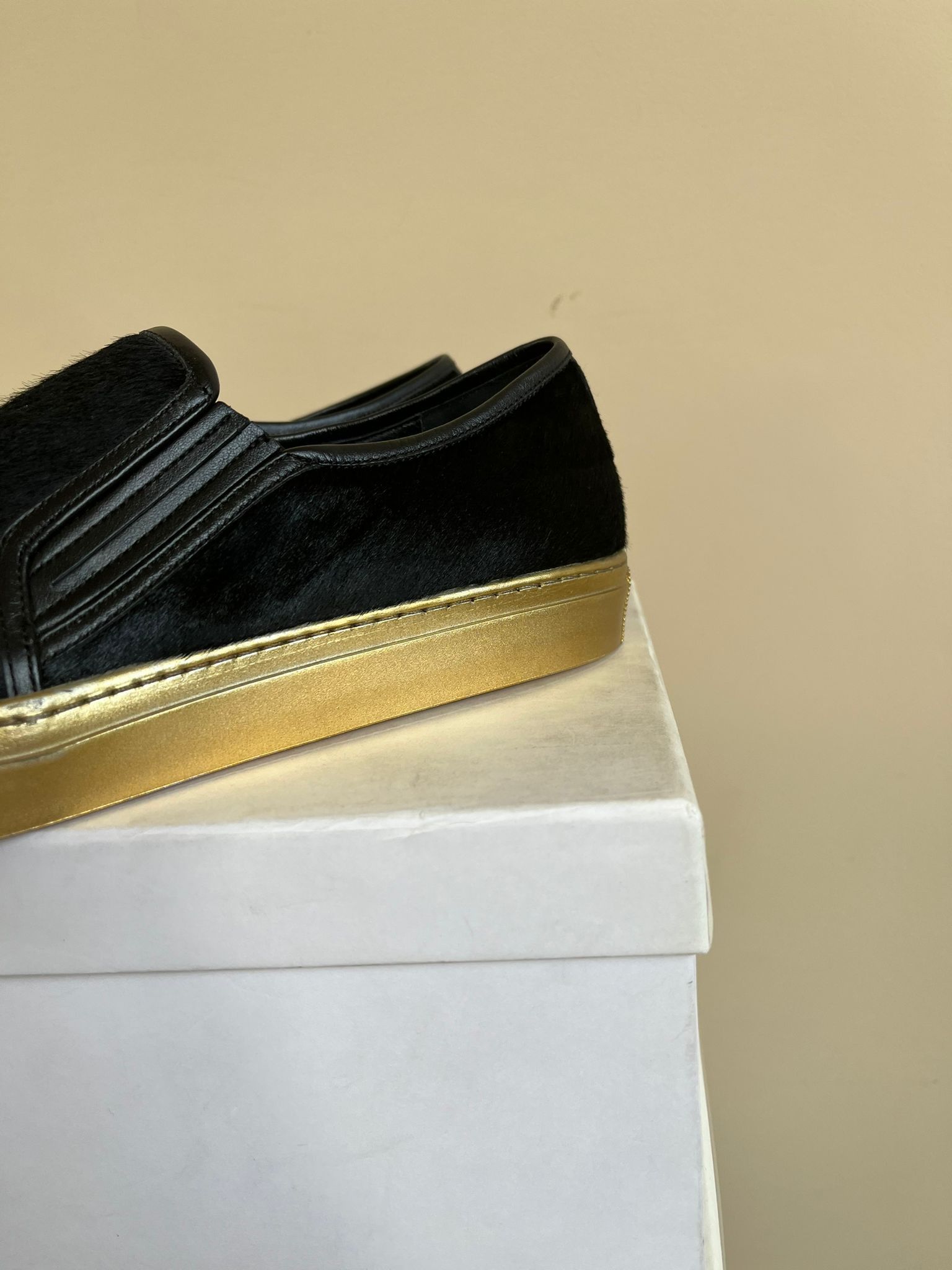 Balmain Pony Hair Slip On Sneakers in Black, Gold Size US 10 / EU 43 - 4 Thumbnail