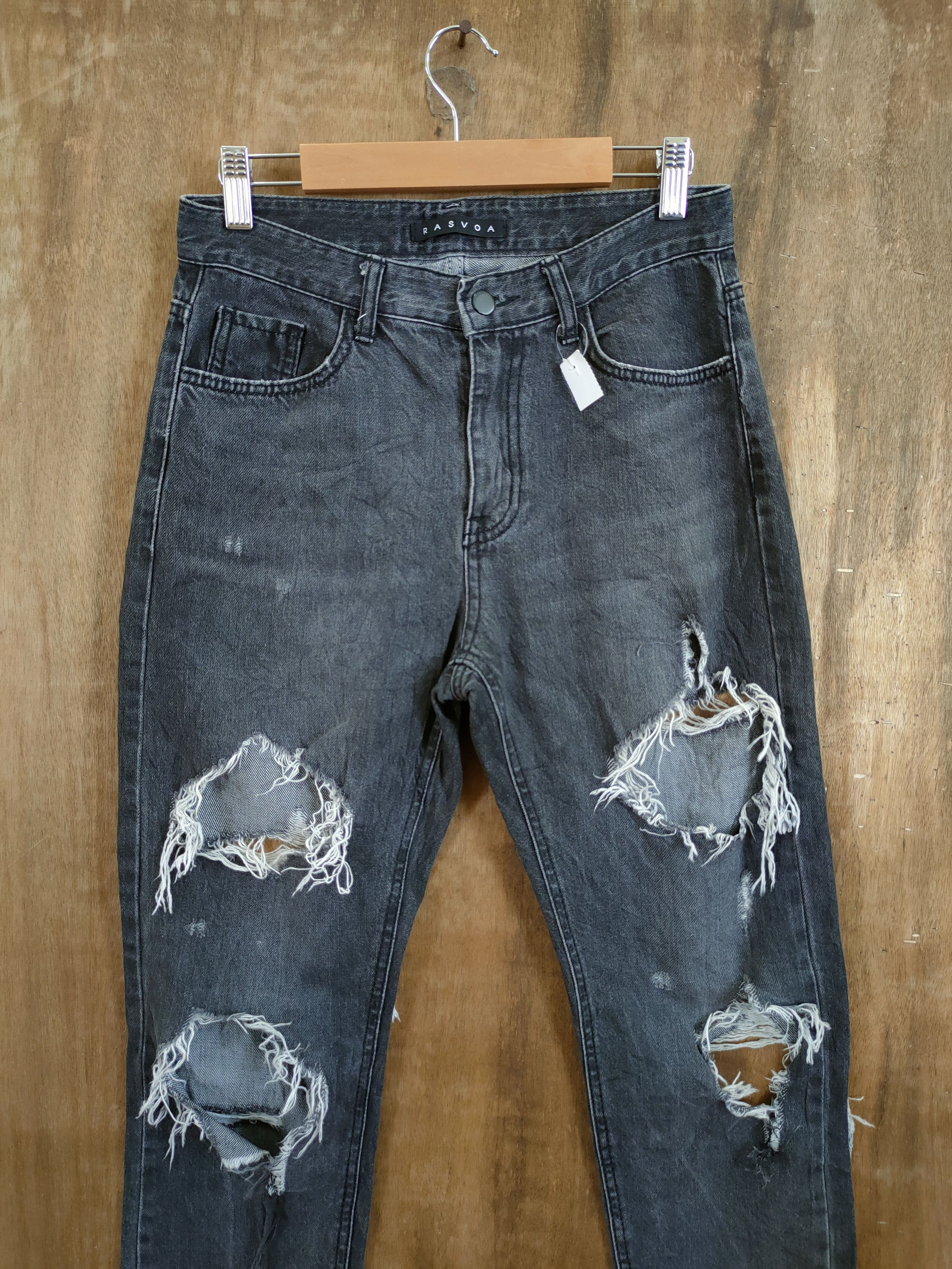 Japanese Brand D Rasvoa distressed denim streetwear punk #46-965 Size US 28 / EU 44 - 4 Thumbnail