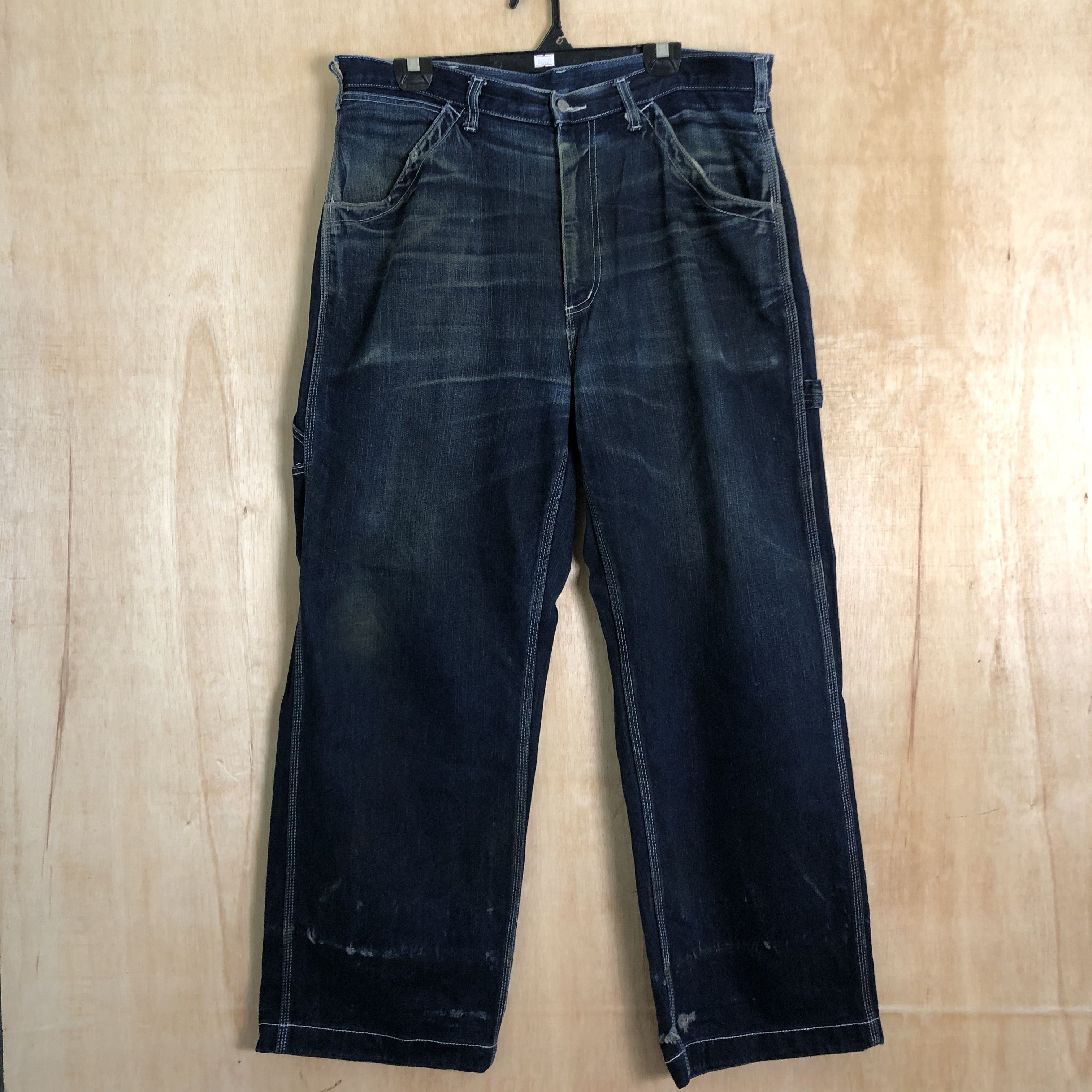 Japanese Brand DLL GU Blue japan distressed Denim jeans carpenter #c009DL Size US 36 / EU 52 - 1 Thumbnail