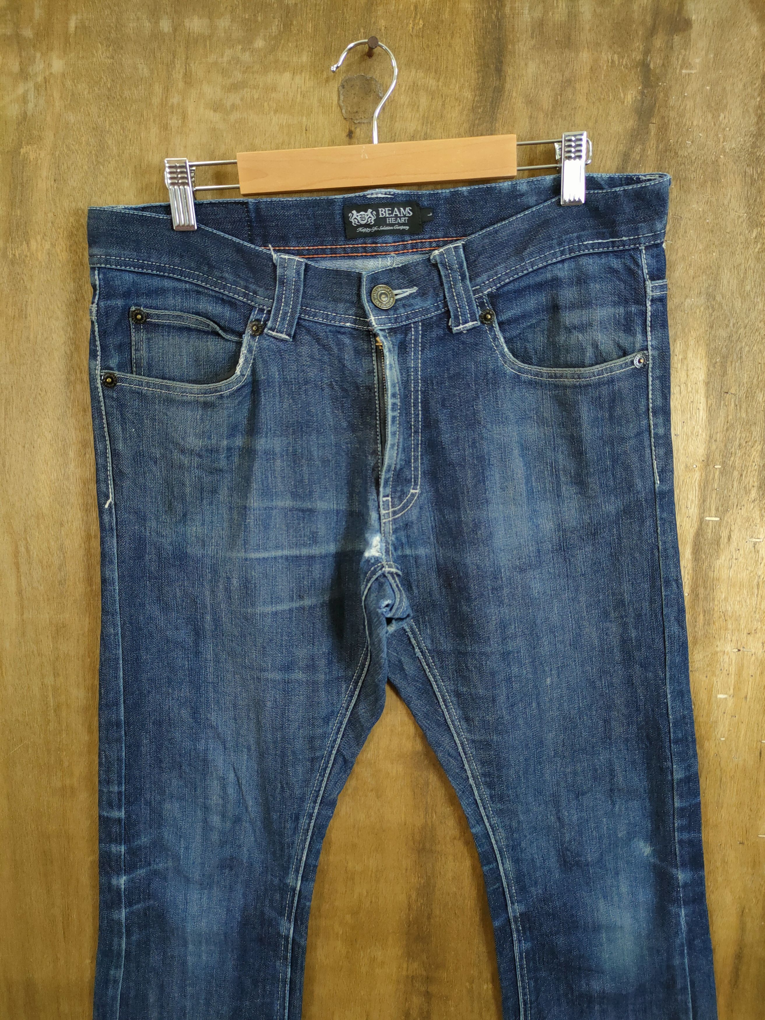 Beams Plus Beams Hearts blue denim jeans pants #46-738 Size US 33 - 3 Thumbnail