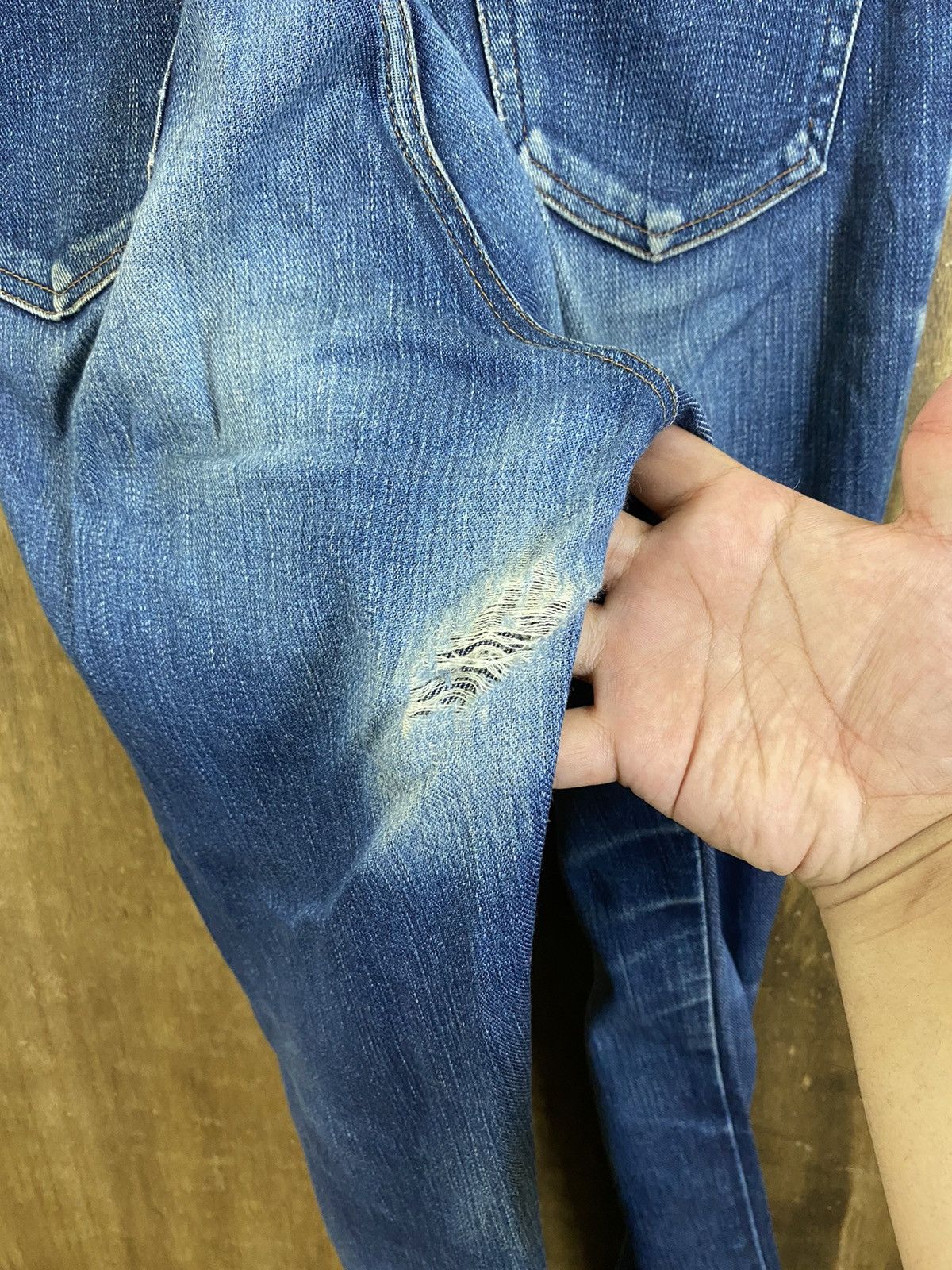 Edwin Something by Edwin Blue Distressed Denim Pants #B549 Size US 26 / EU 42 - 12 Thumbnail