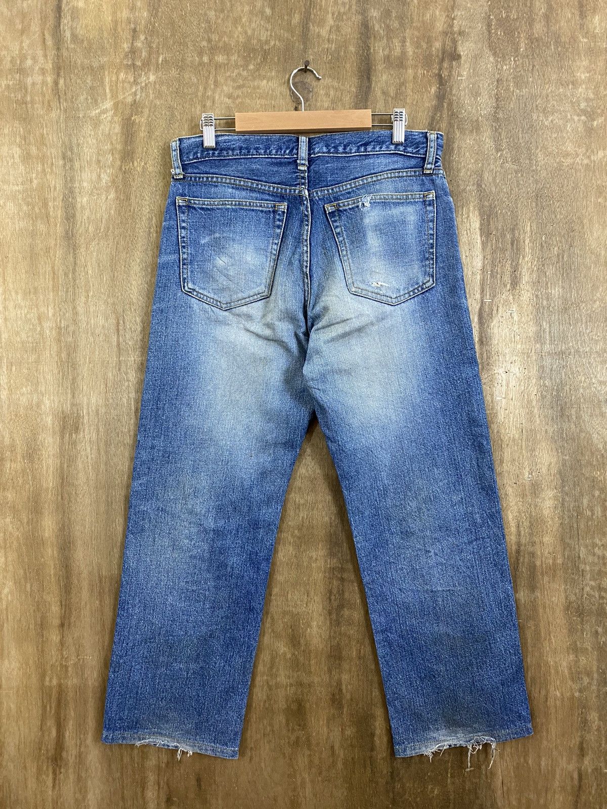 Japanese Brand DLS Uniqlo Blue Distressed Denim Pants #BB547 Size US 31 - 6 Thumbnail
