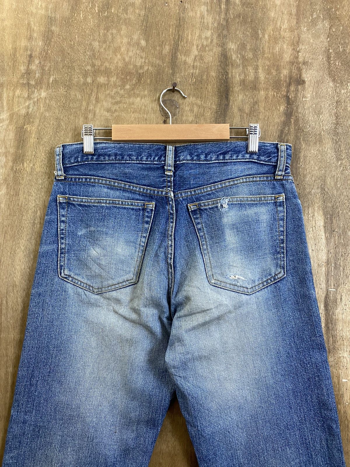 Japanese Brand DLS Uniqlo Blue Distressed Denim Pants #BB547 Size US 31 - 7 Thumbnail