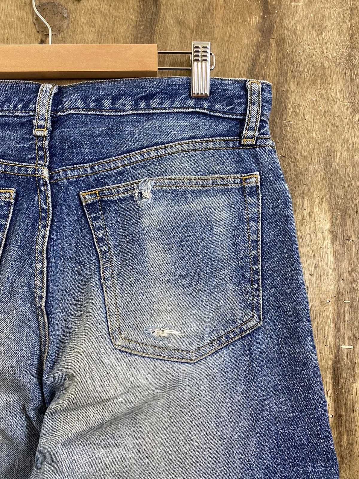 Japanese Brand DLS Uniqlo Blue Distressed Denim Pants #BB547 Size US 31 - 10 Thumbnail