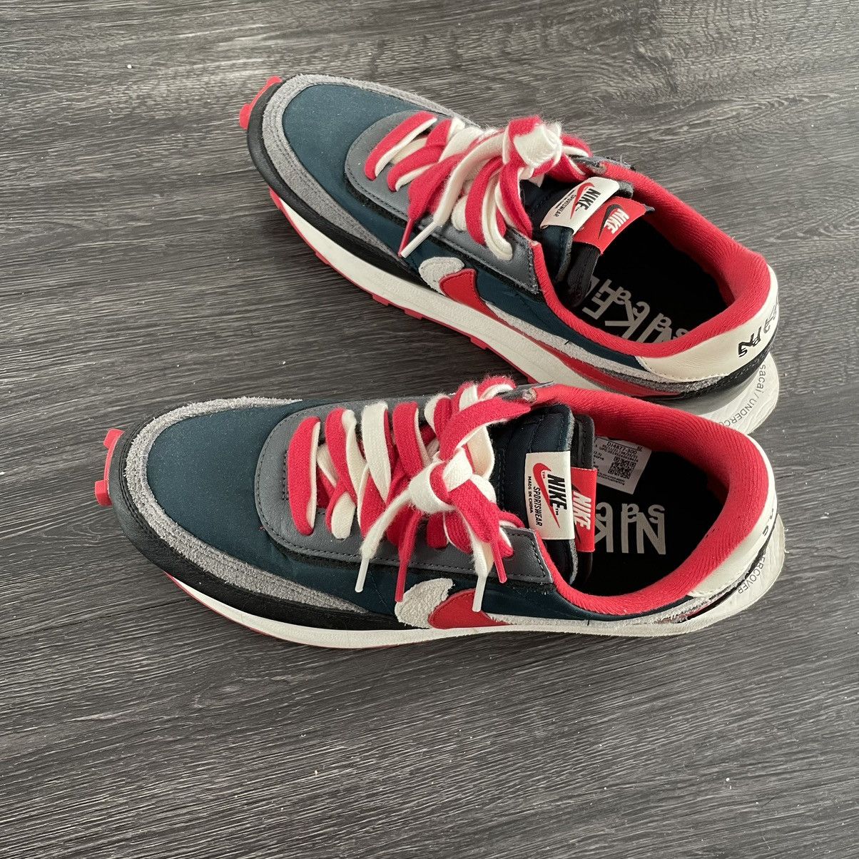 image of Nike x Sacai Undercover Ldwaffle “Midnight Spruce University Red” Shoes, Men's (Size 9.5)