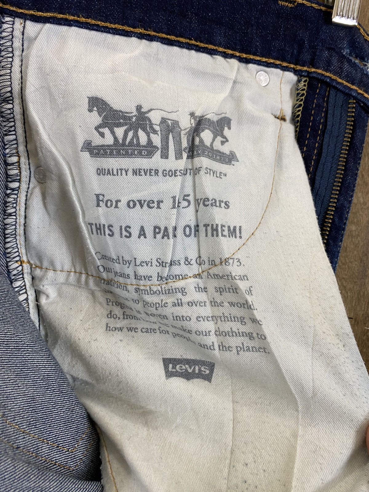 Levi's DLS 502 Levi’s Dark Blue Distressed Denim Pants #BB540 Size US 31 - 15 Thumbnail