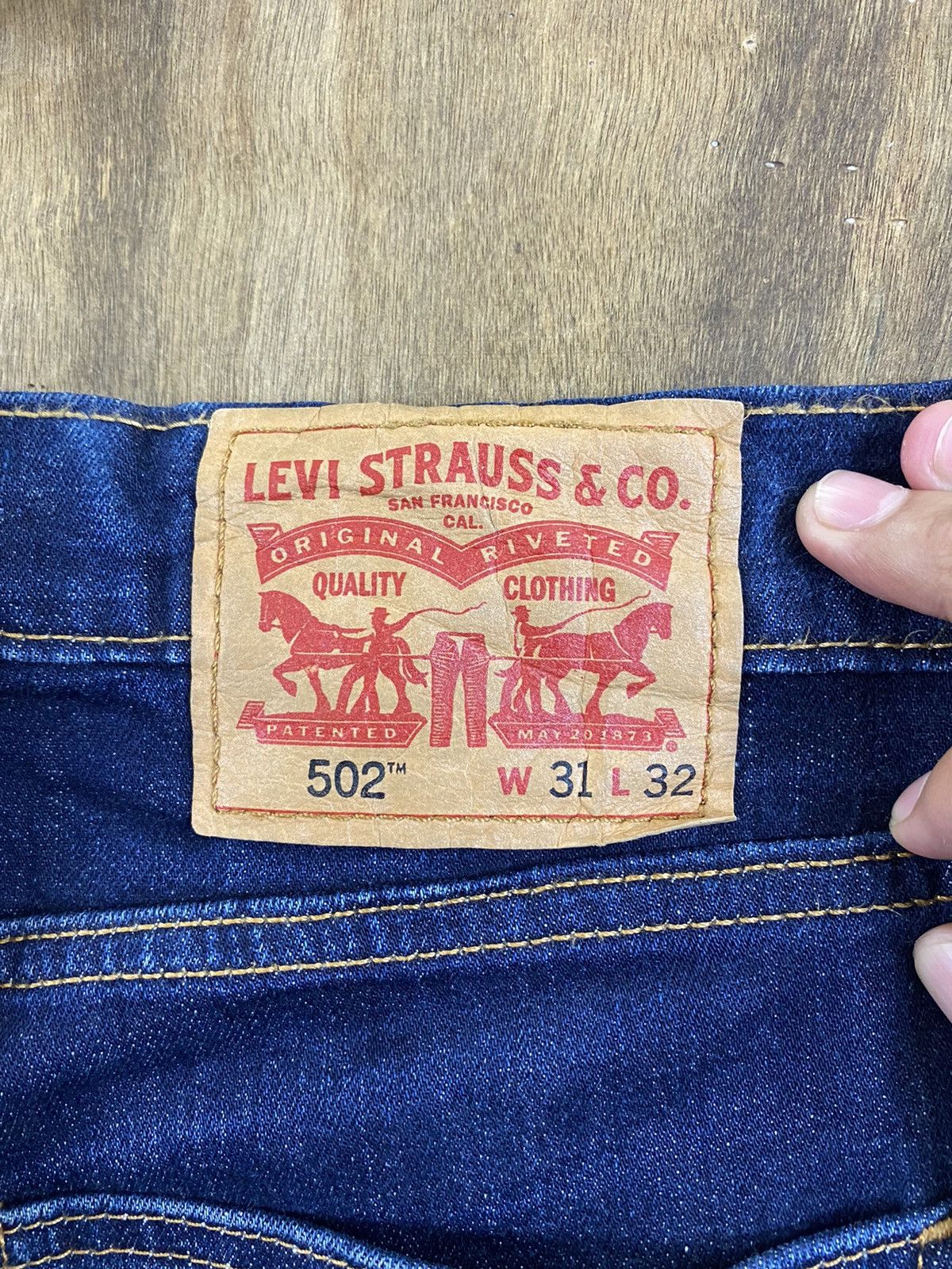 Levi's DLS 502 Levi’s Dark Blue Distressed Denim Pants #BB540 Size US 31 - 11 Thumbnail