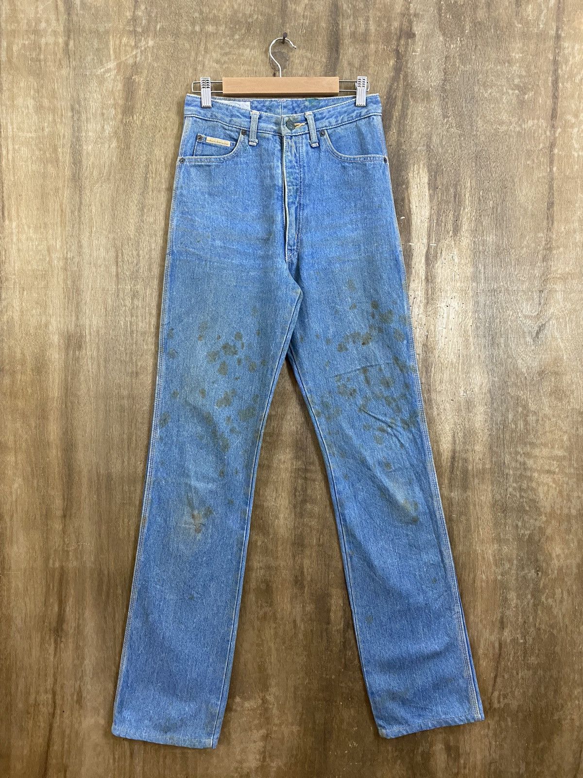 image of Love Bird Blue Dirty Denim Pants B552, Men's (Size 26)