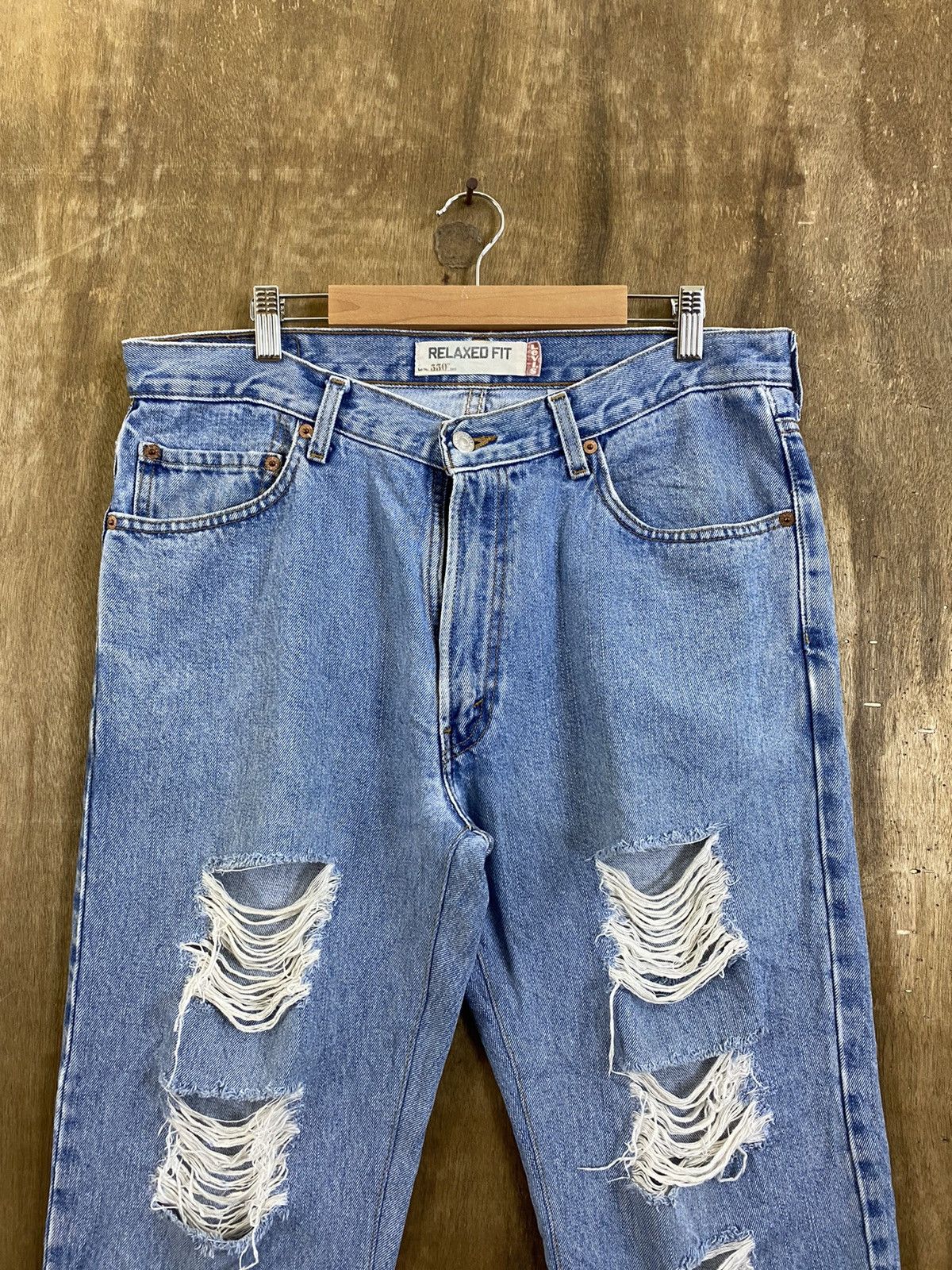 Levi's DLS 550 Levi’s Blue Distressed Denim Pants #BB543 Size US 34 / EU 50 - 2 Thumbnail