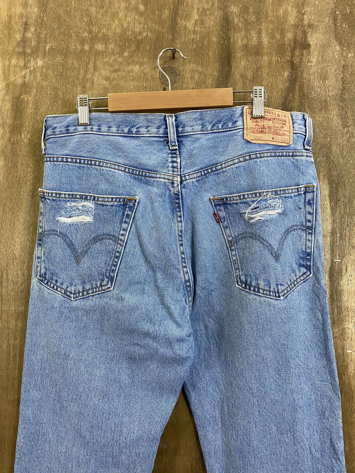Levi's DLS 550 Levi’s Blue Distressed Denim Pants #BB543 Size US 34 / EU 50 - 10 Thumbnail