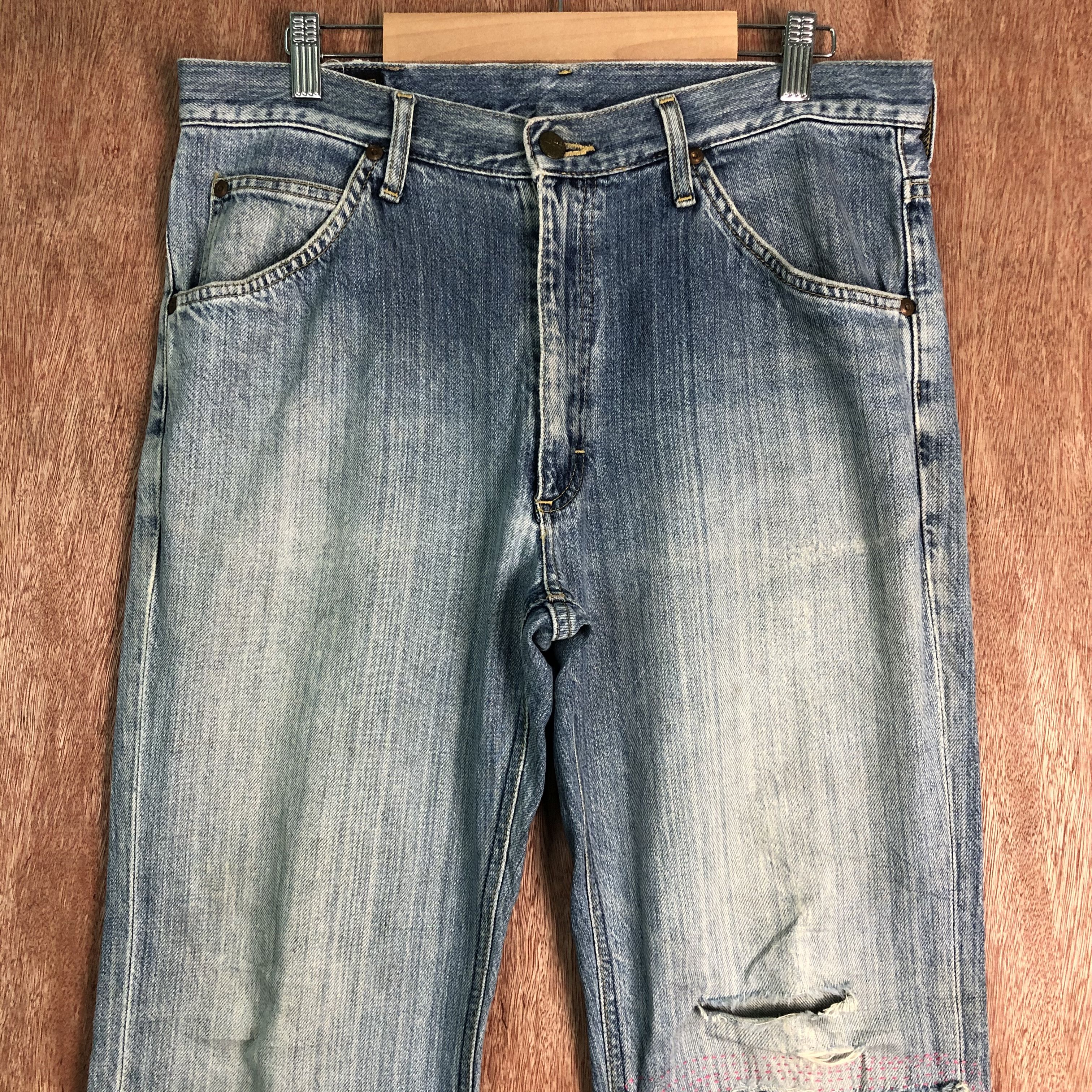 Lee DLL Lee Rider Pathwork distressed Denim jeans Pants #c090 Size US 33 - 4 Thumbnail