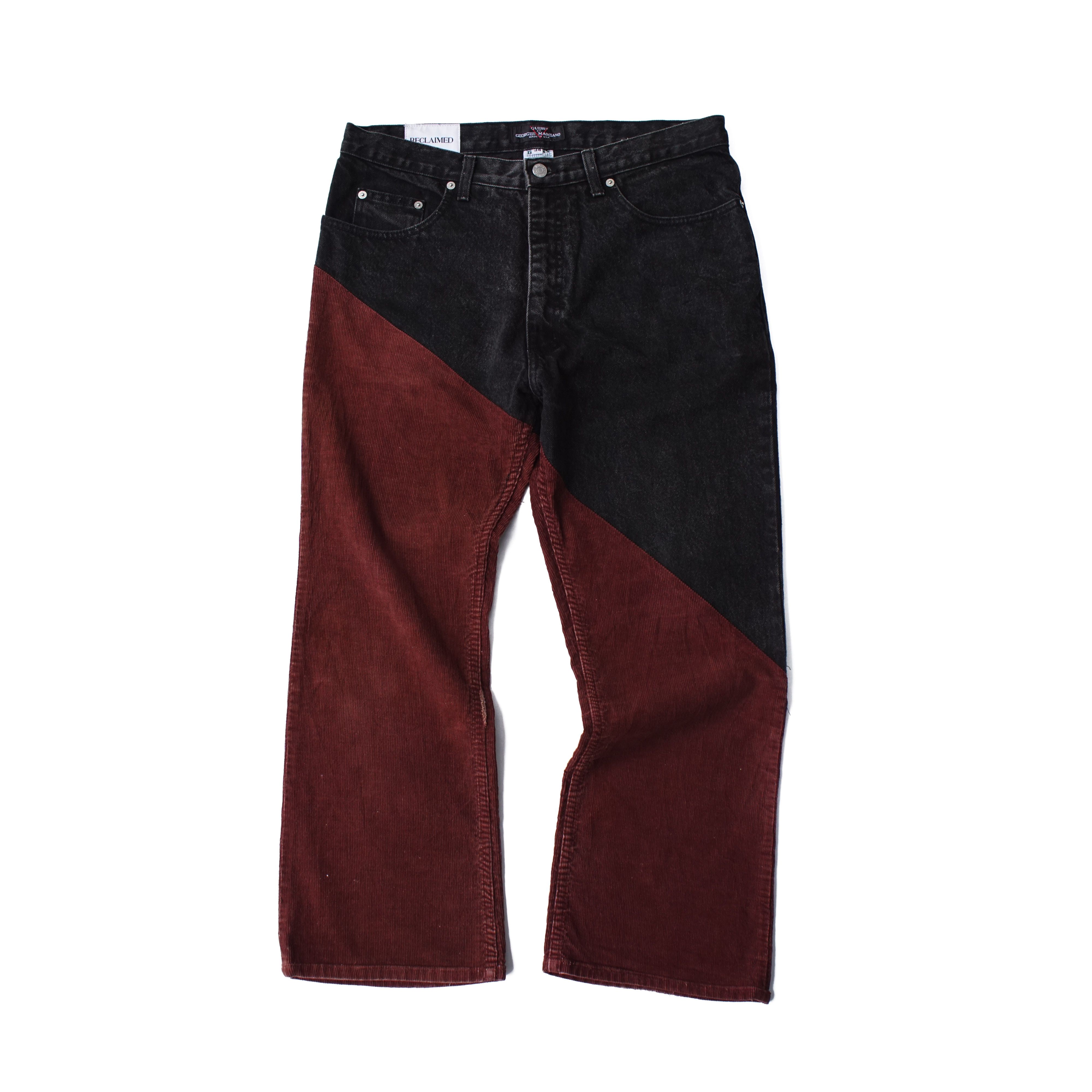 image of Archival Clothing x Guess By Reclaimed Diagonal Deconstructed Pants, Men's (Size 34)