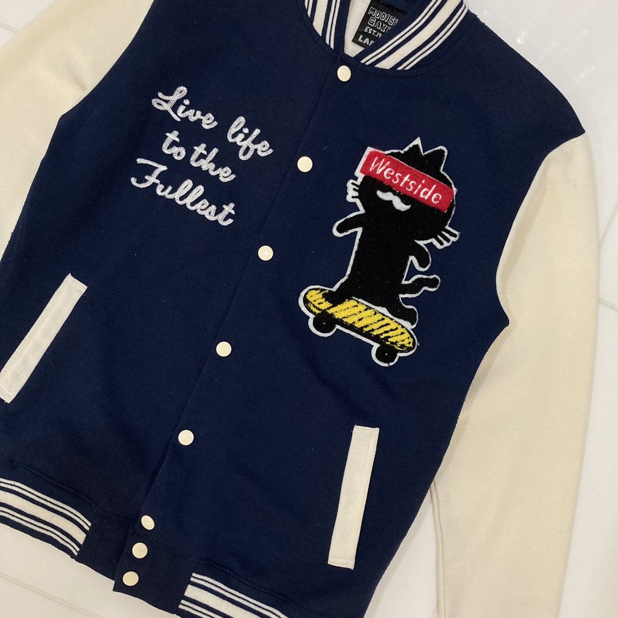 Beauty Beast 🇯🇵 MODISH GAZE EMBROIDERED SKATEBOARDING VARSITY JACKET Size US L / EU 52-54 / 3 - 4 Thumbnail