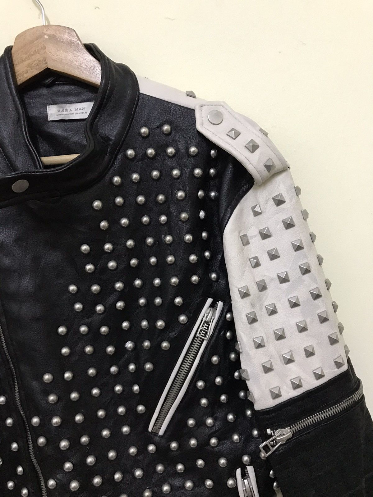Seditionaries × Vintage Vintage Zara Spiked Punk Skin Head Leather Jacket Size US M / EU 48-50 / 2 - 5 Thumbnail